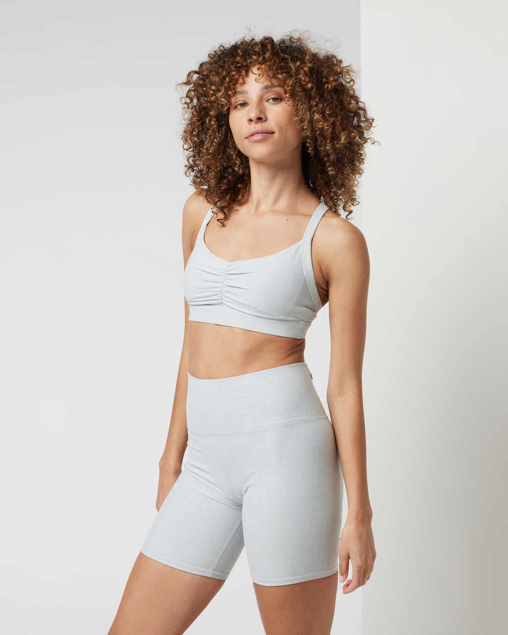 Elevation Ruched Bra | Sky Grey Heather