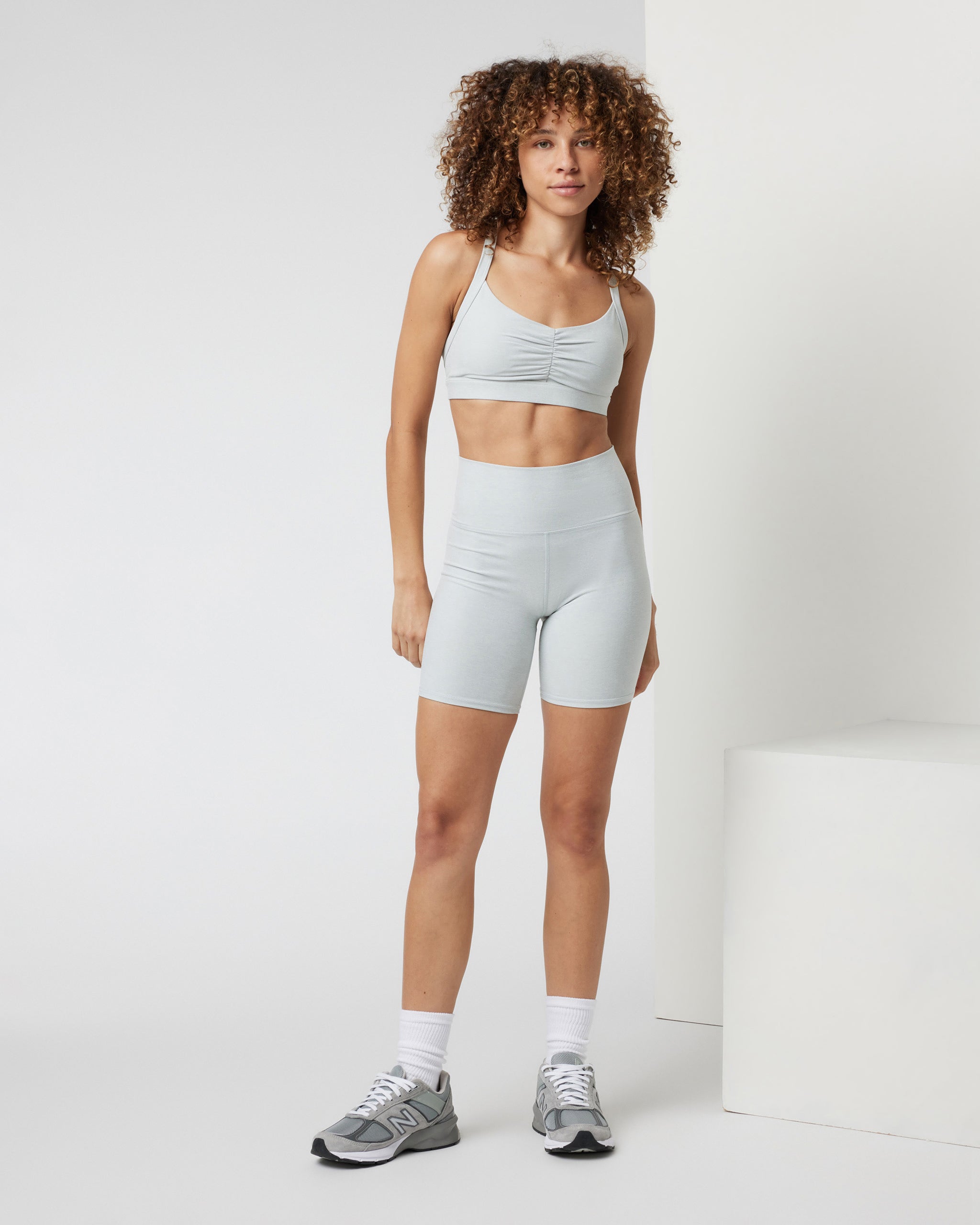 Elevation Ruched Bra | Sky Grey Heather