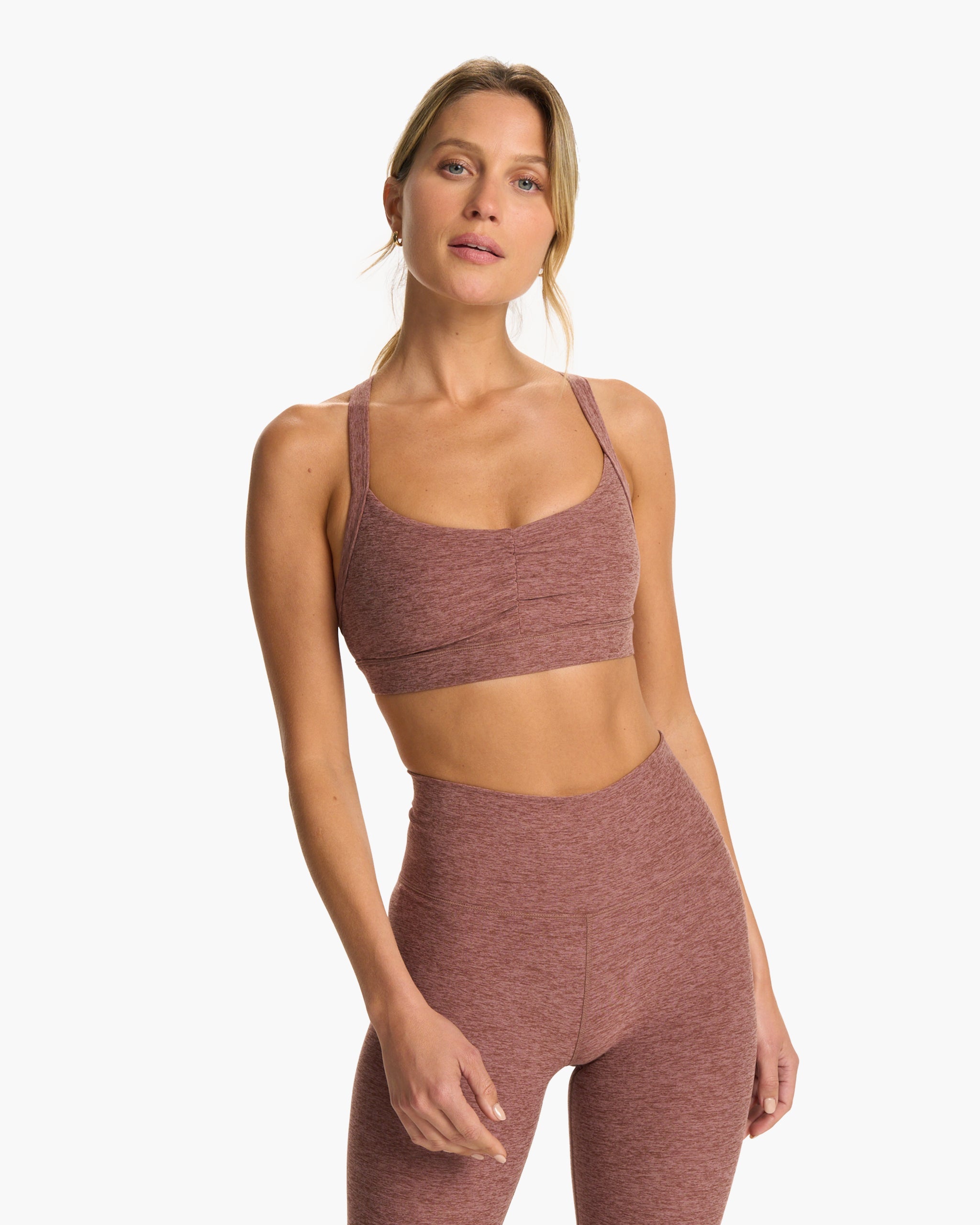 Elevation Ruched Bra | Hazelnut Heather