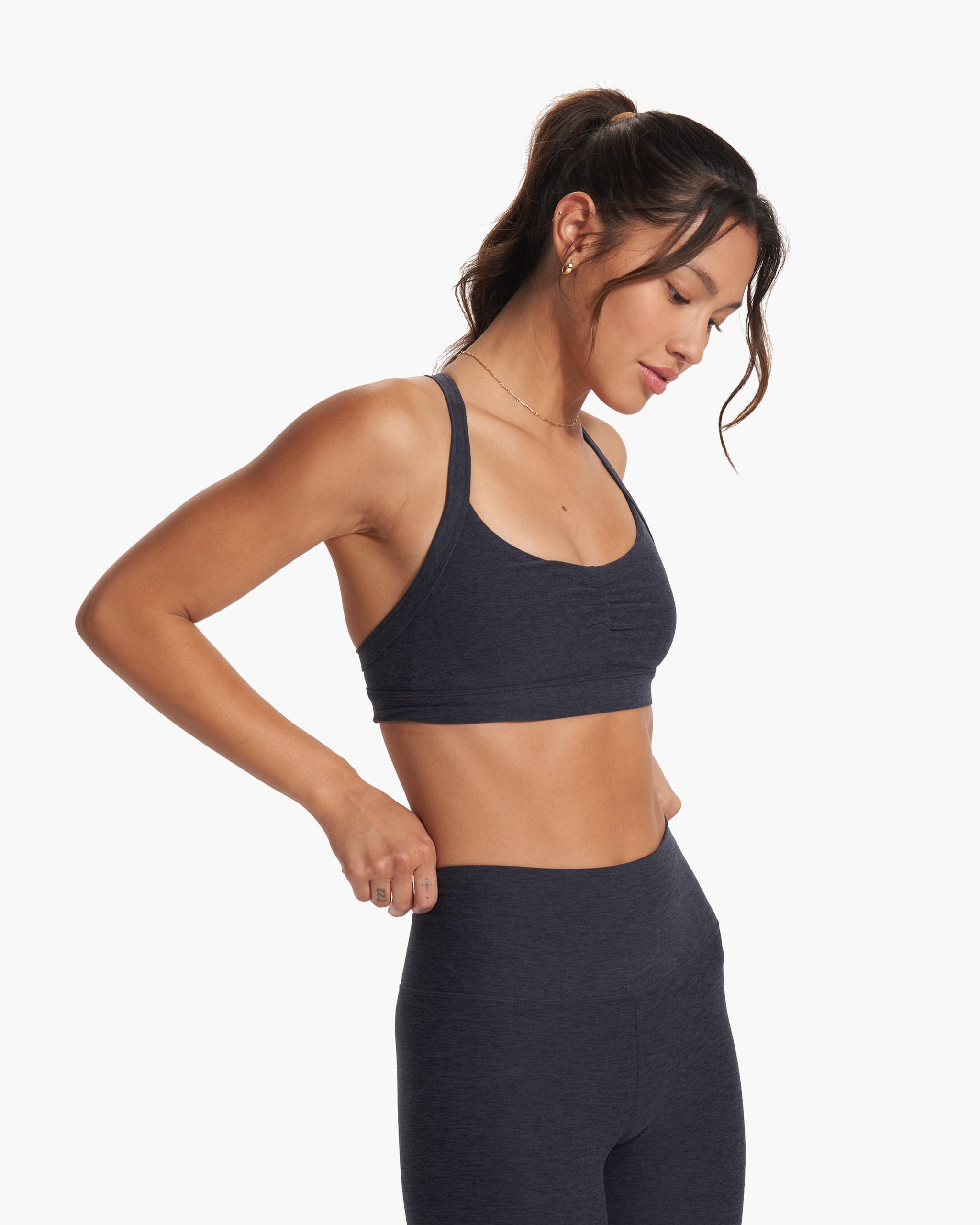 Elevation Ruched Bra | Midnight Heather