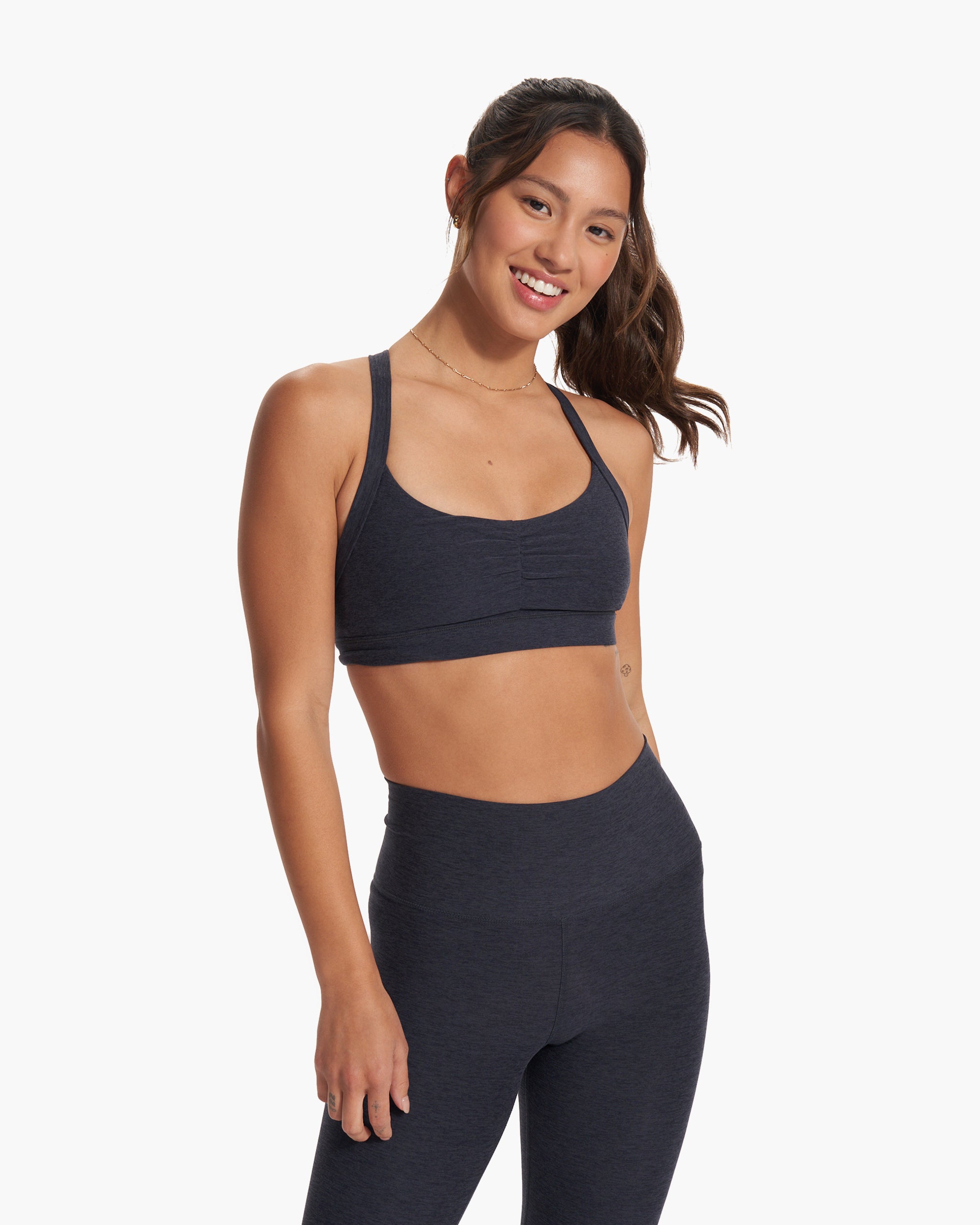 Elevation Ruched Bra | Midnight Heather
