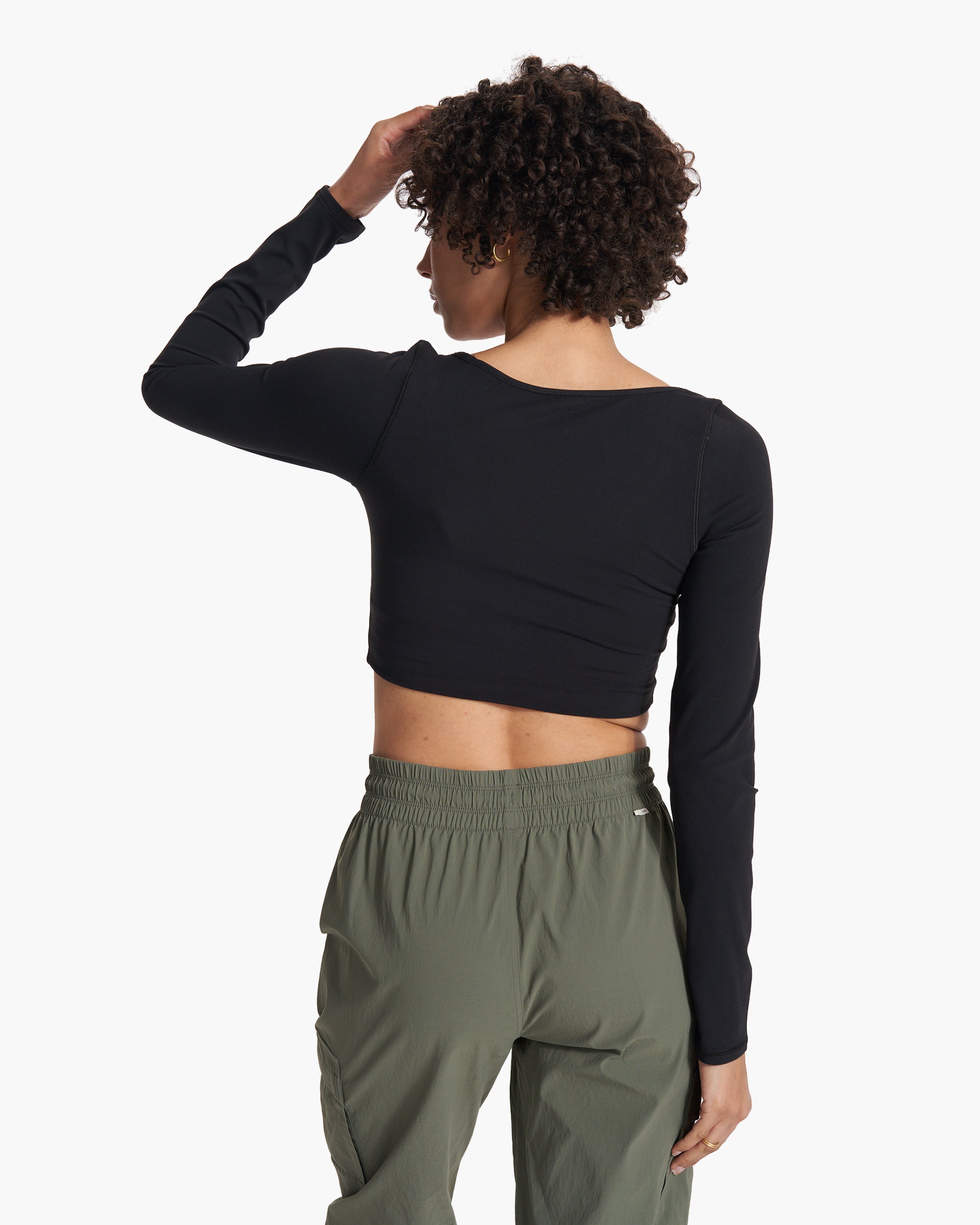 Long Sleeve Ruched Bra | Black