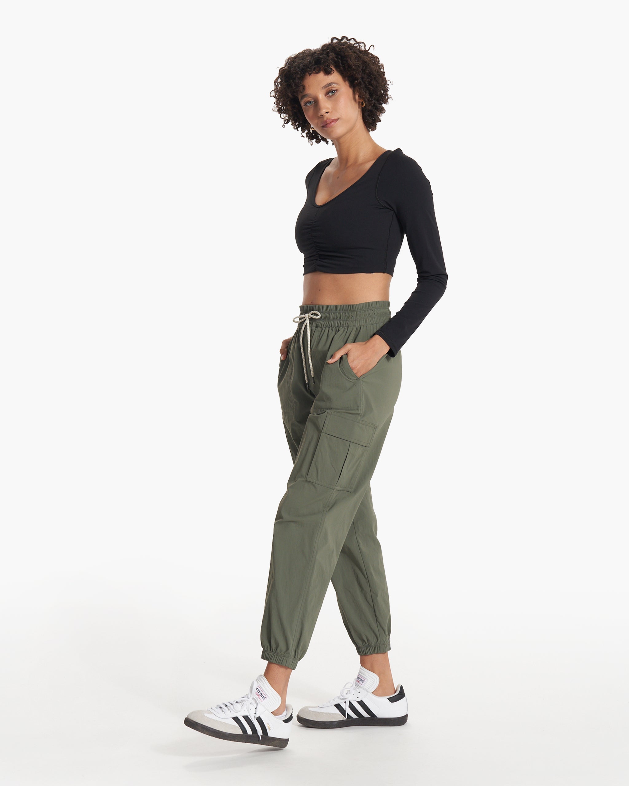 Long Sleeve Ruched Bra | Black