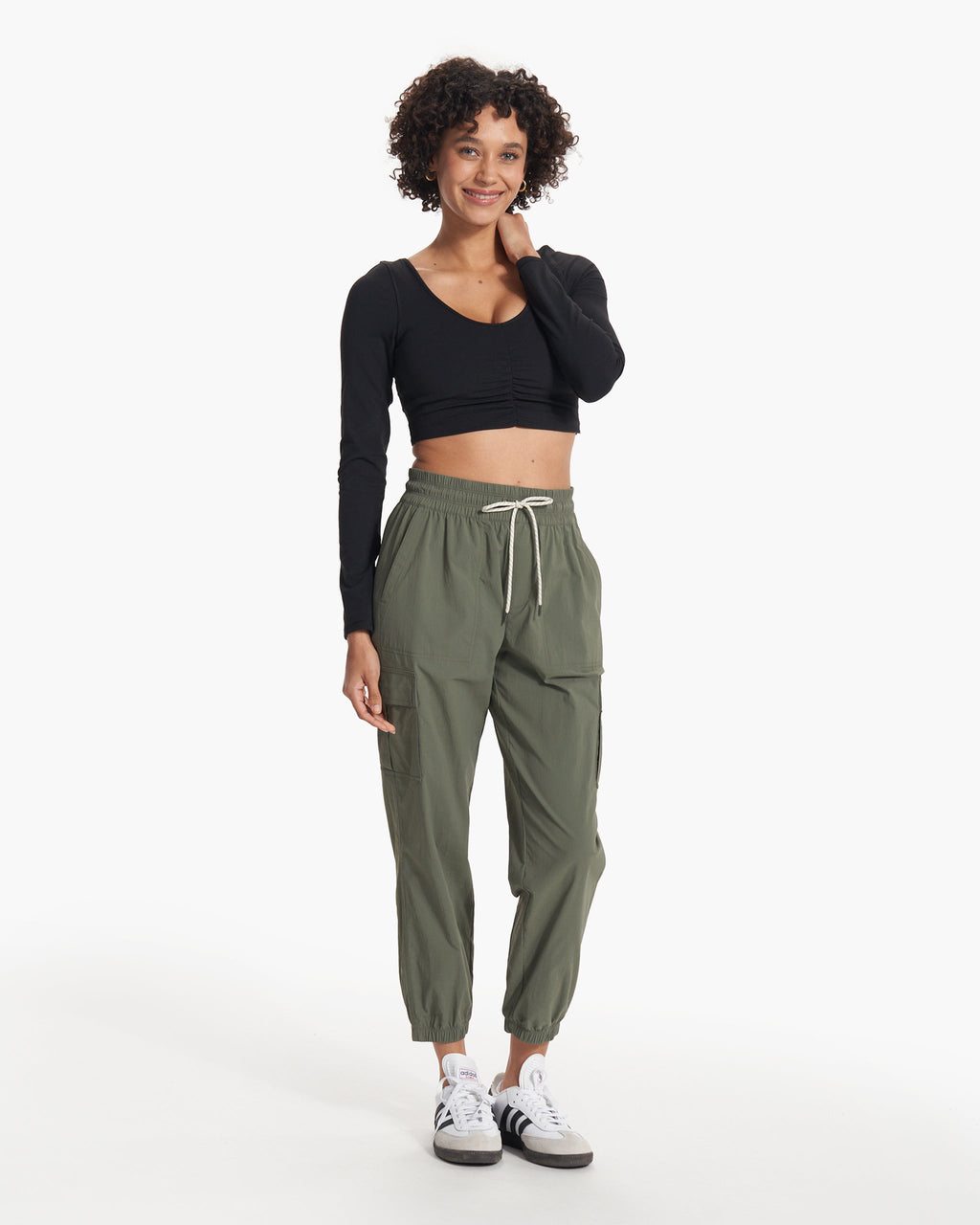 Long Sleeve Ruched Bra | Black
