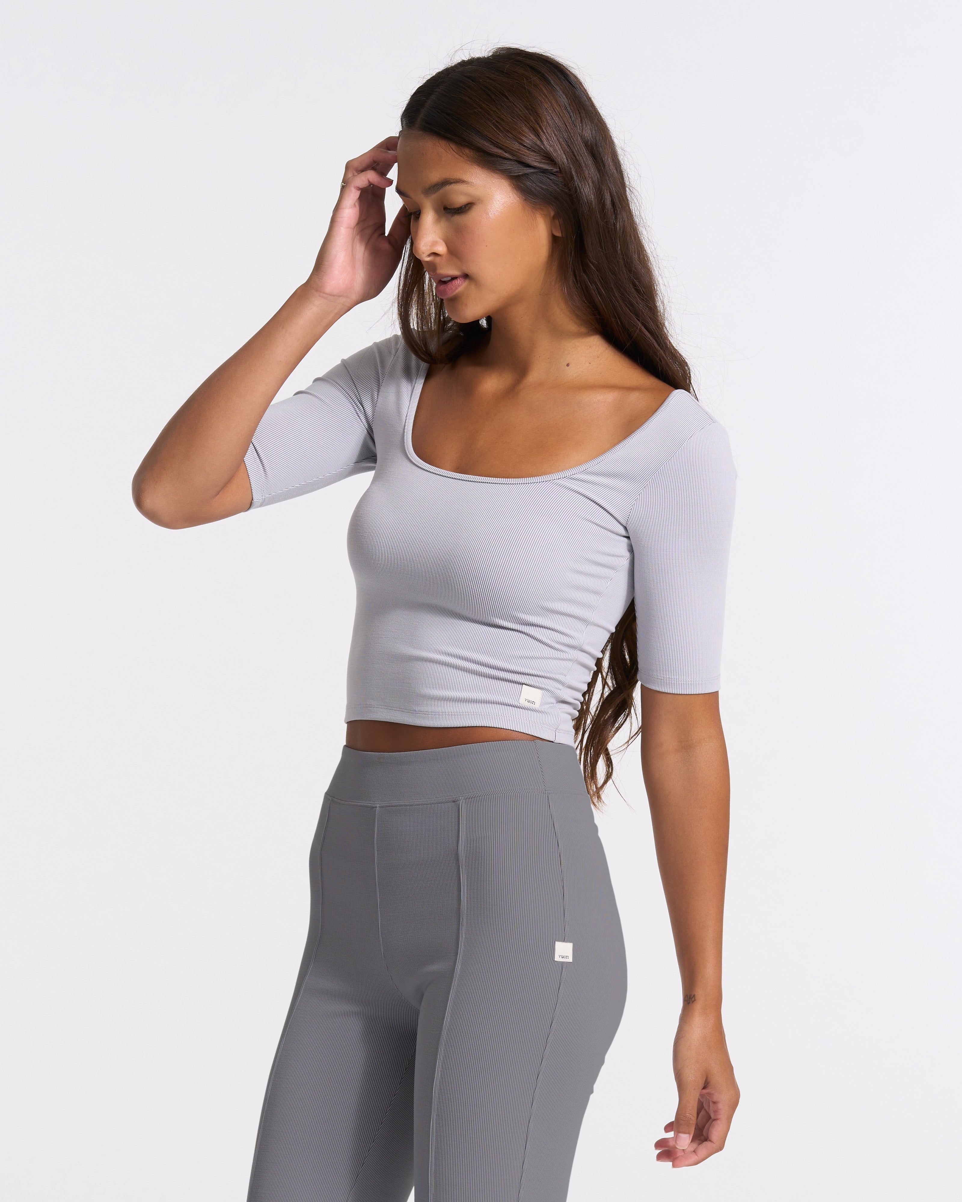 Lux Rib Avant Top | Pale Grey Heather