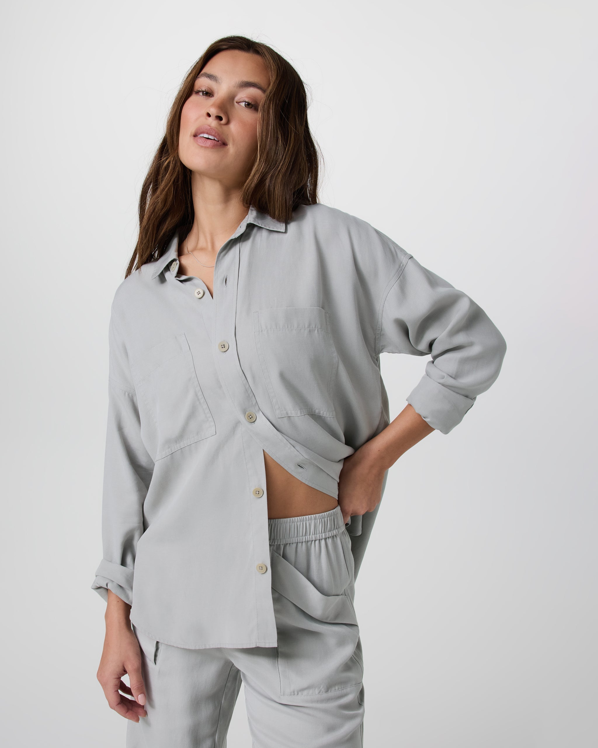 Trestles Twill Button Up | Talc