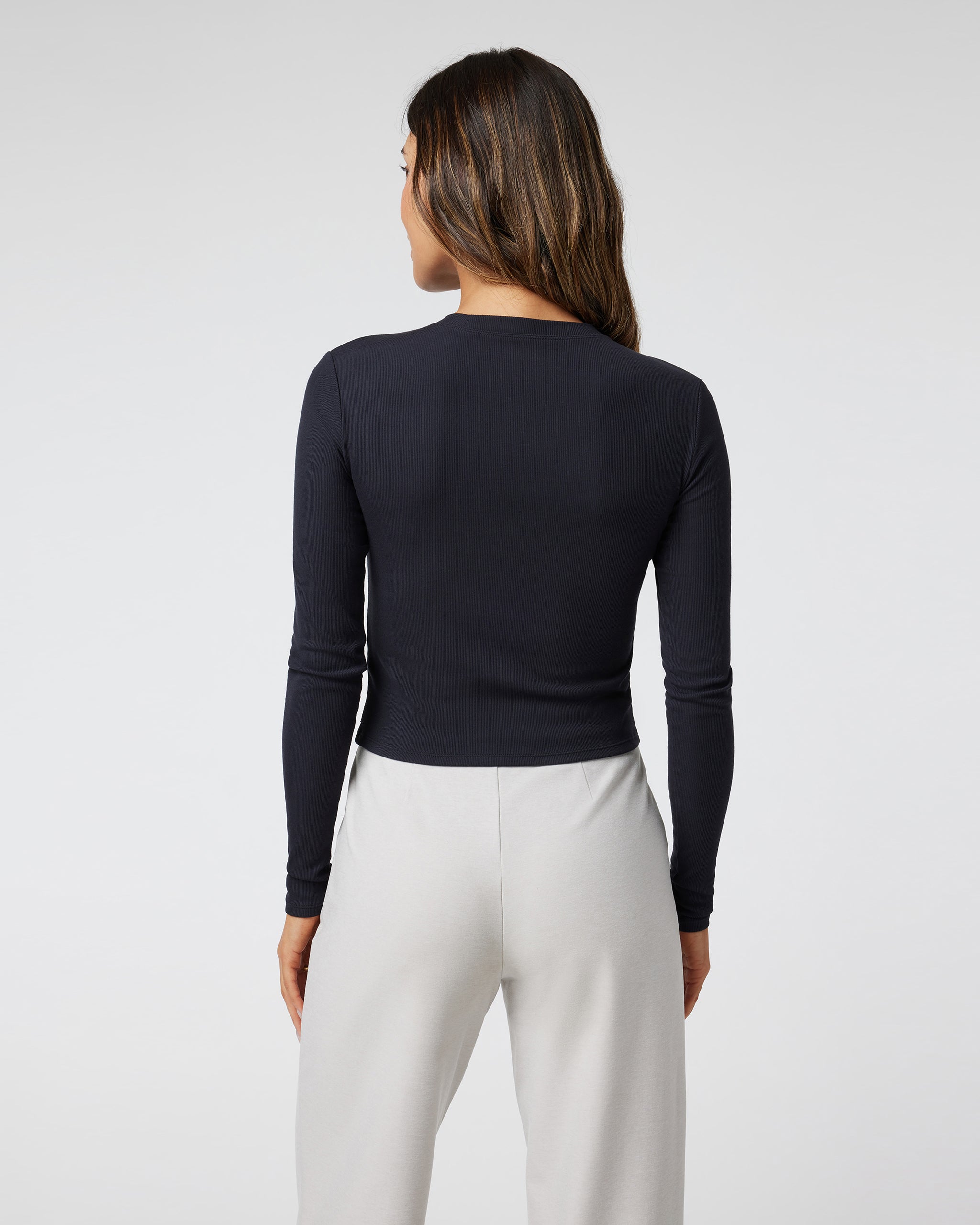 Long Sleeve Pose Corset Top | Black