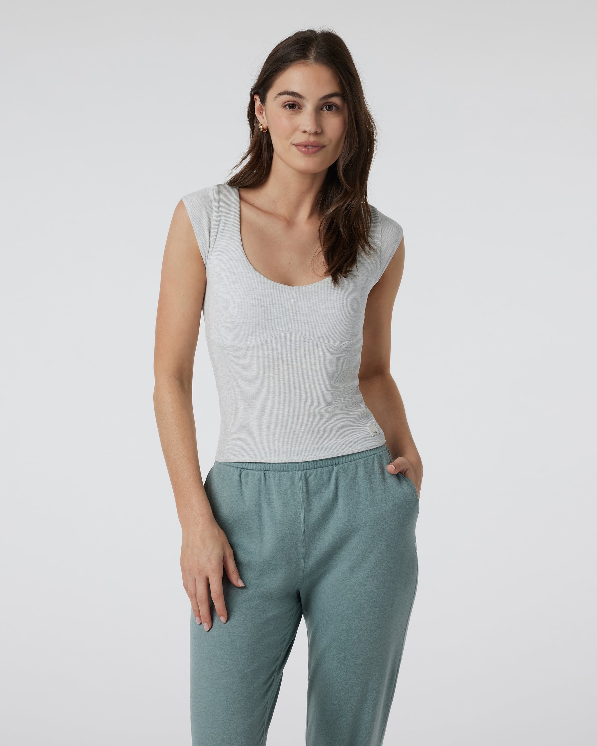 Sleeveless Cove V Neck | Light Heather Grey