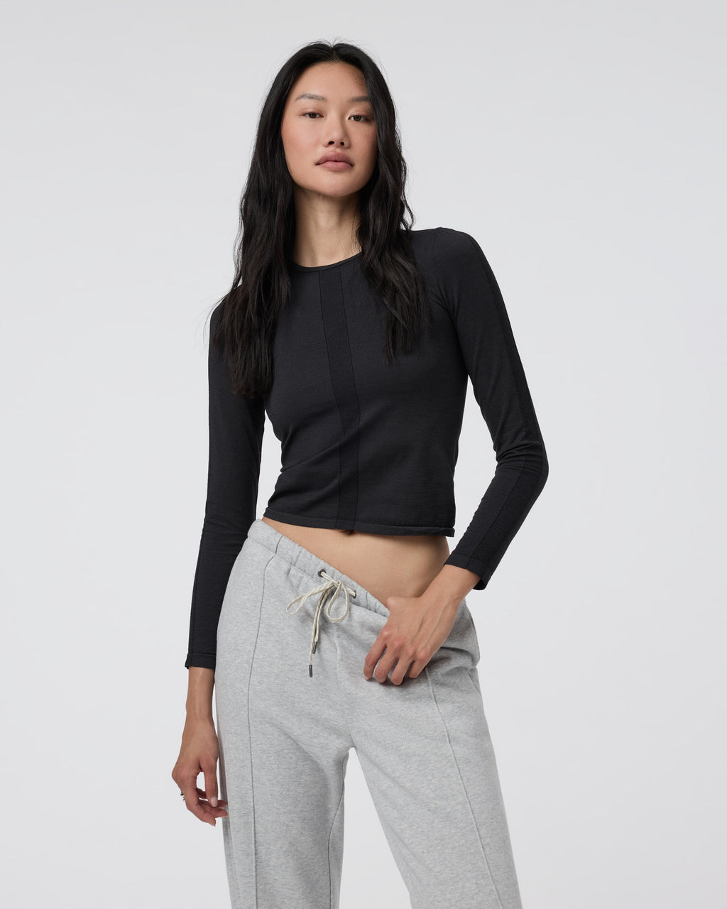 Long Sleeve Apres Sport Seamless Top | Black