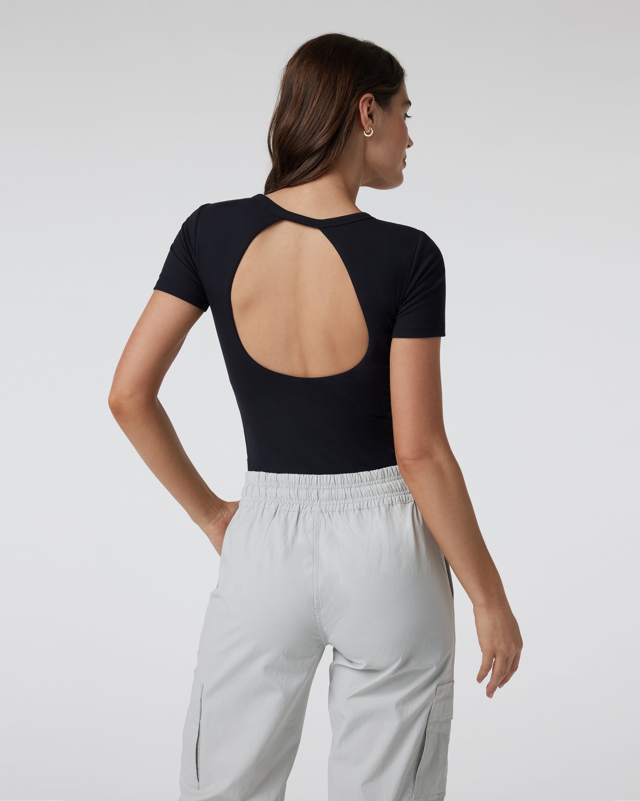 Short Sleeve Pose Bodysuit | Black