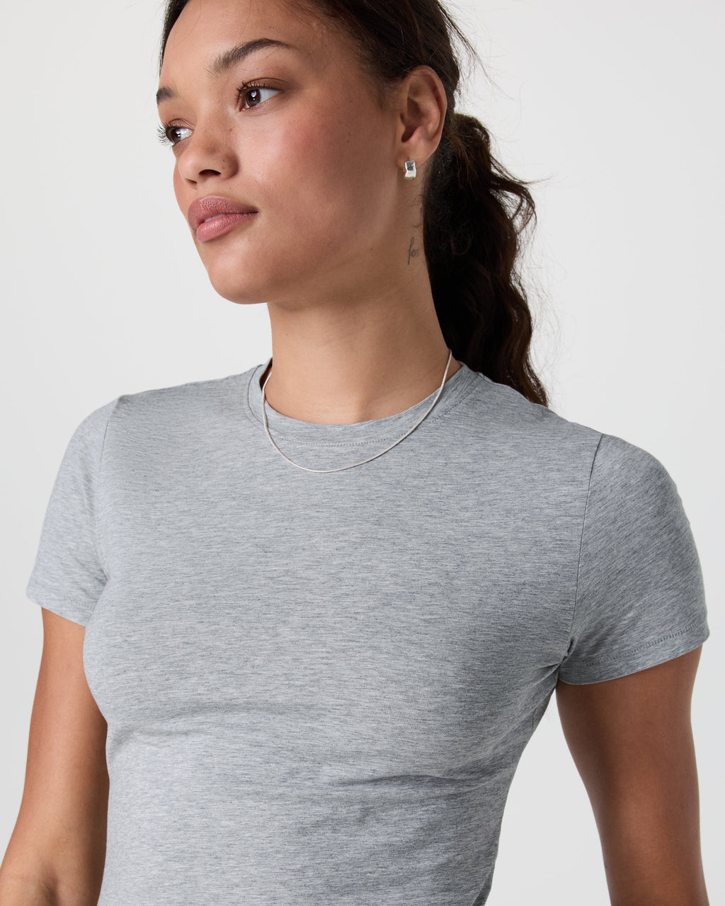 Feather Baby Tee | Light Heather Grey