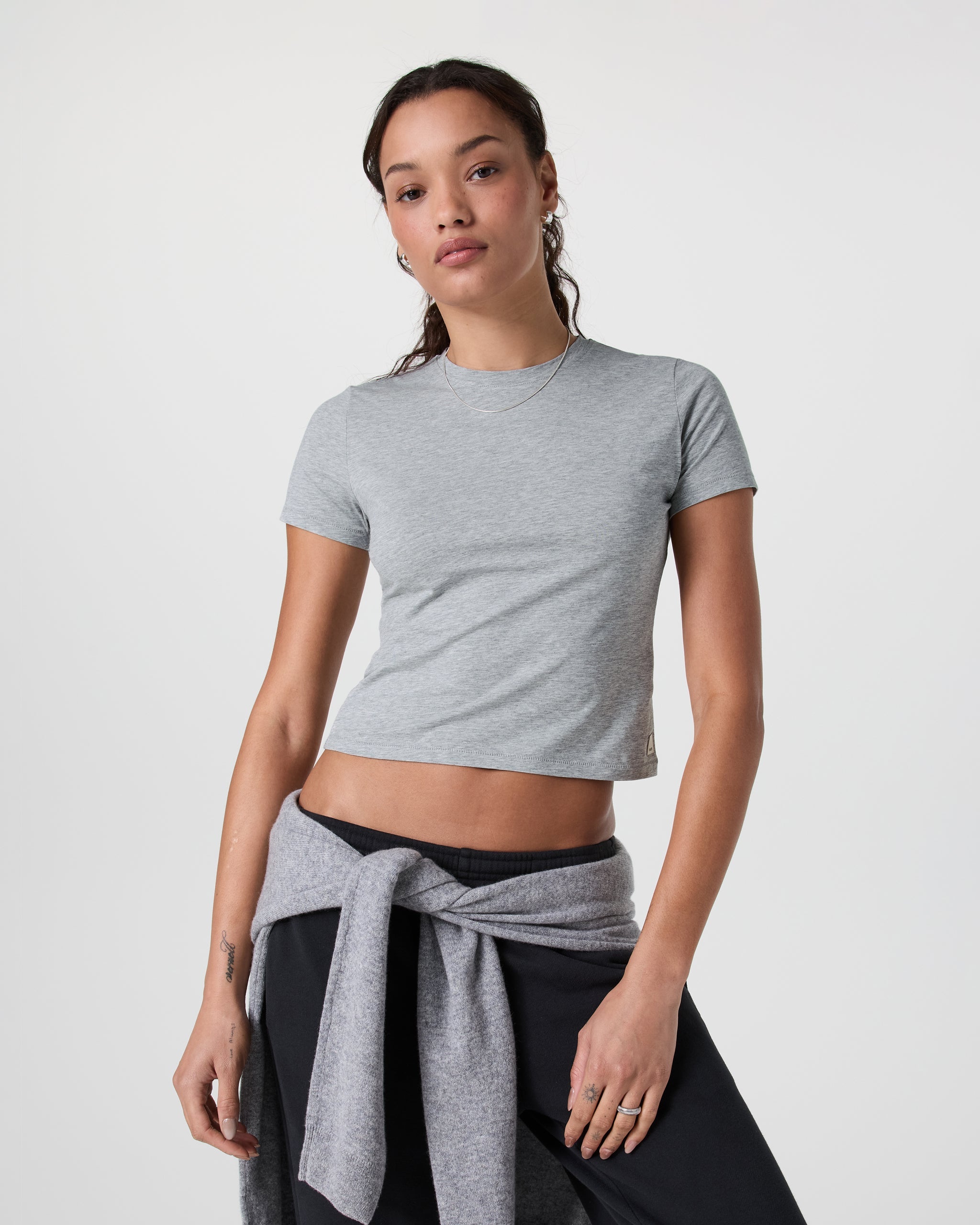 Feather Baby Tee | Light Heather Grey