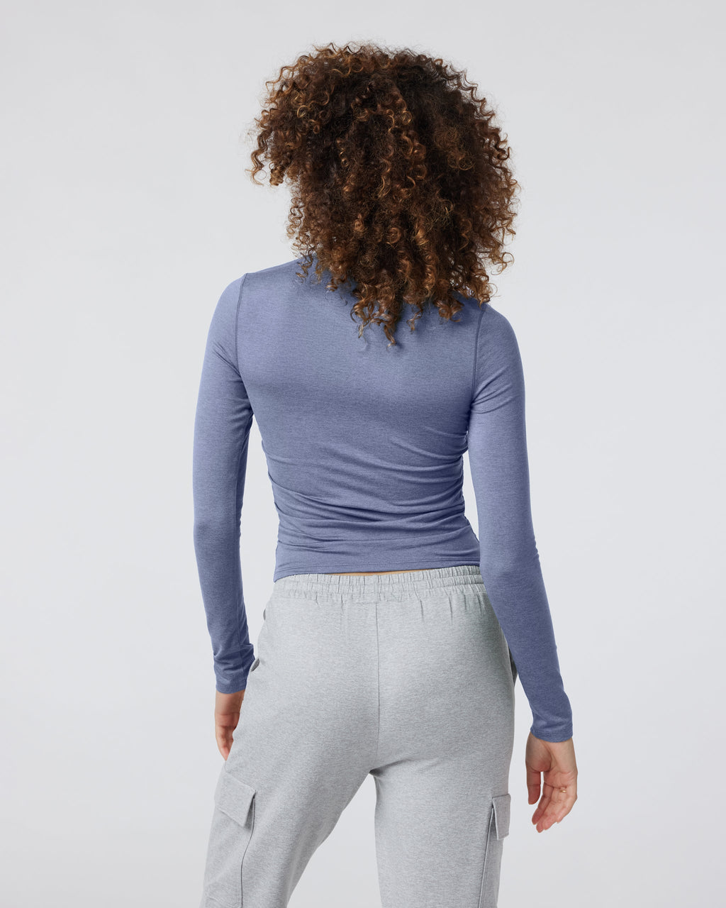 Long Sleeve Halo Ruched Tee | Blue Heron Heather