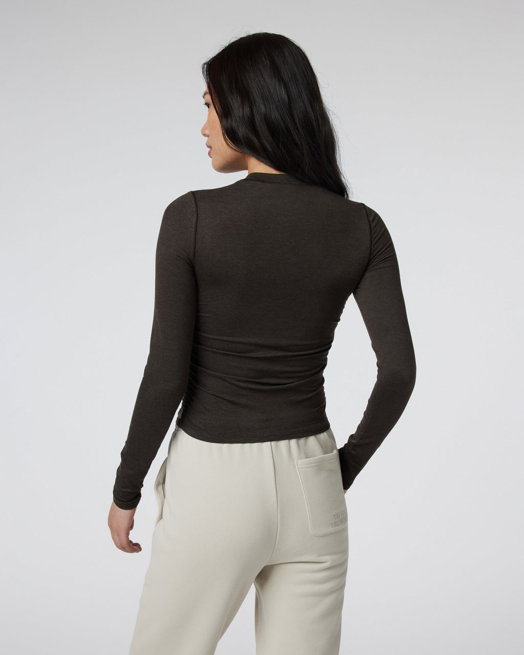 Long Sleeve Halo Ruched Tee | Dark Java Heather