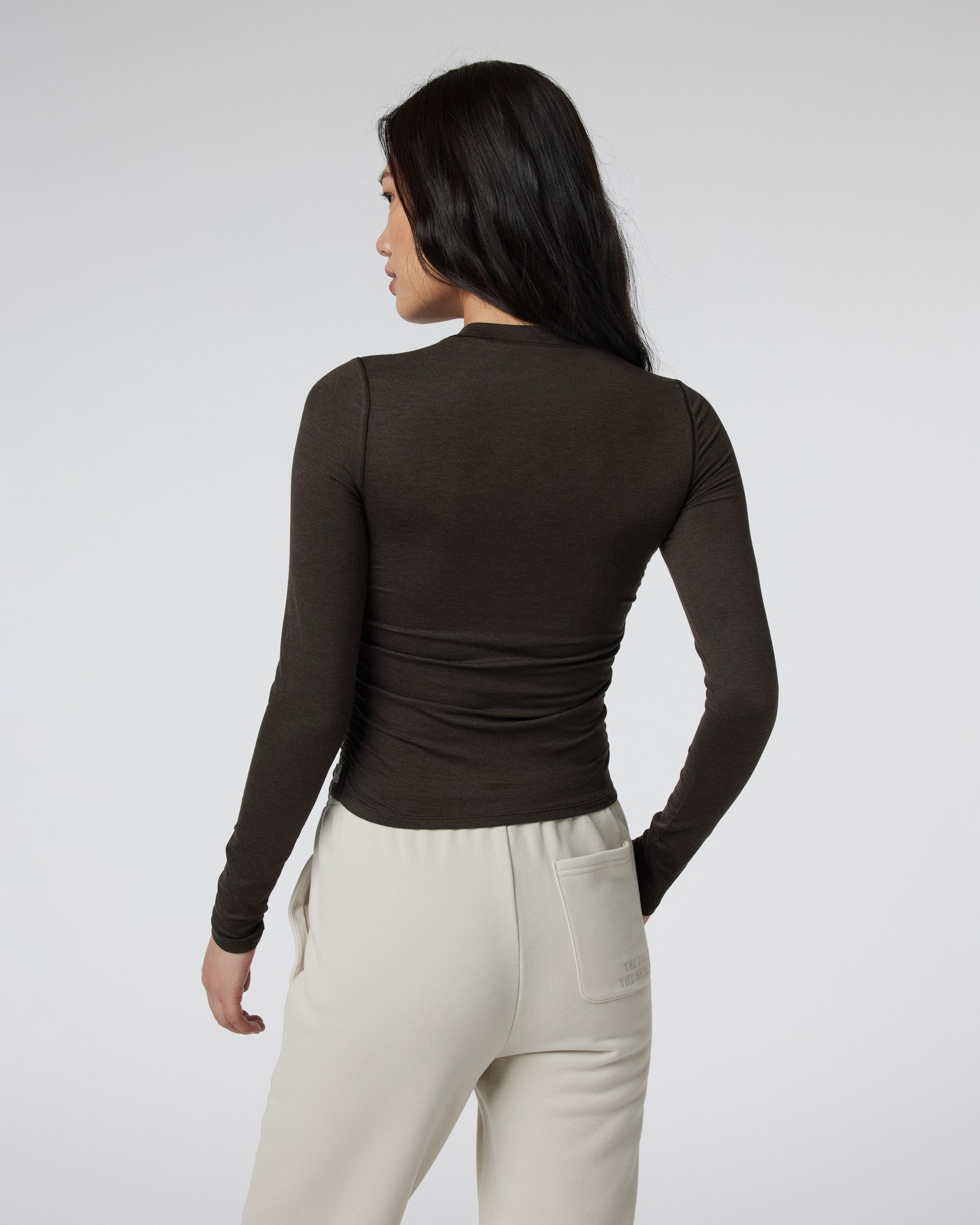 Long Sleeve Halo Ruched Tee | Dark Java Heather