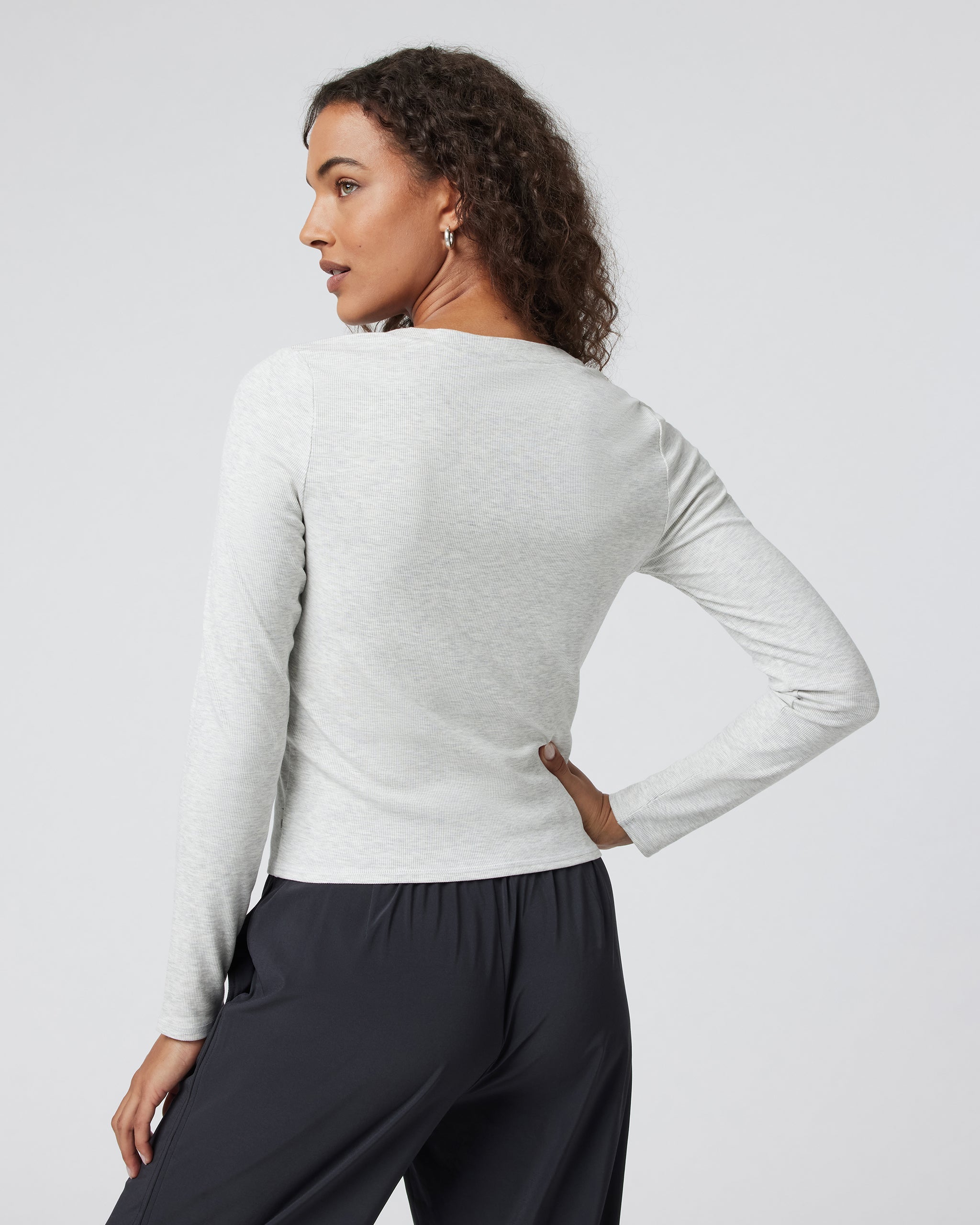 Long Sleeve Pose Cardigan | White Heather Grey