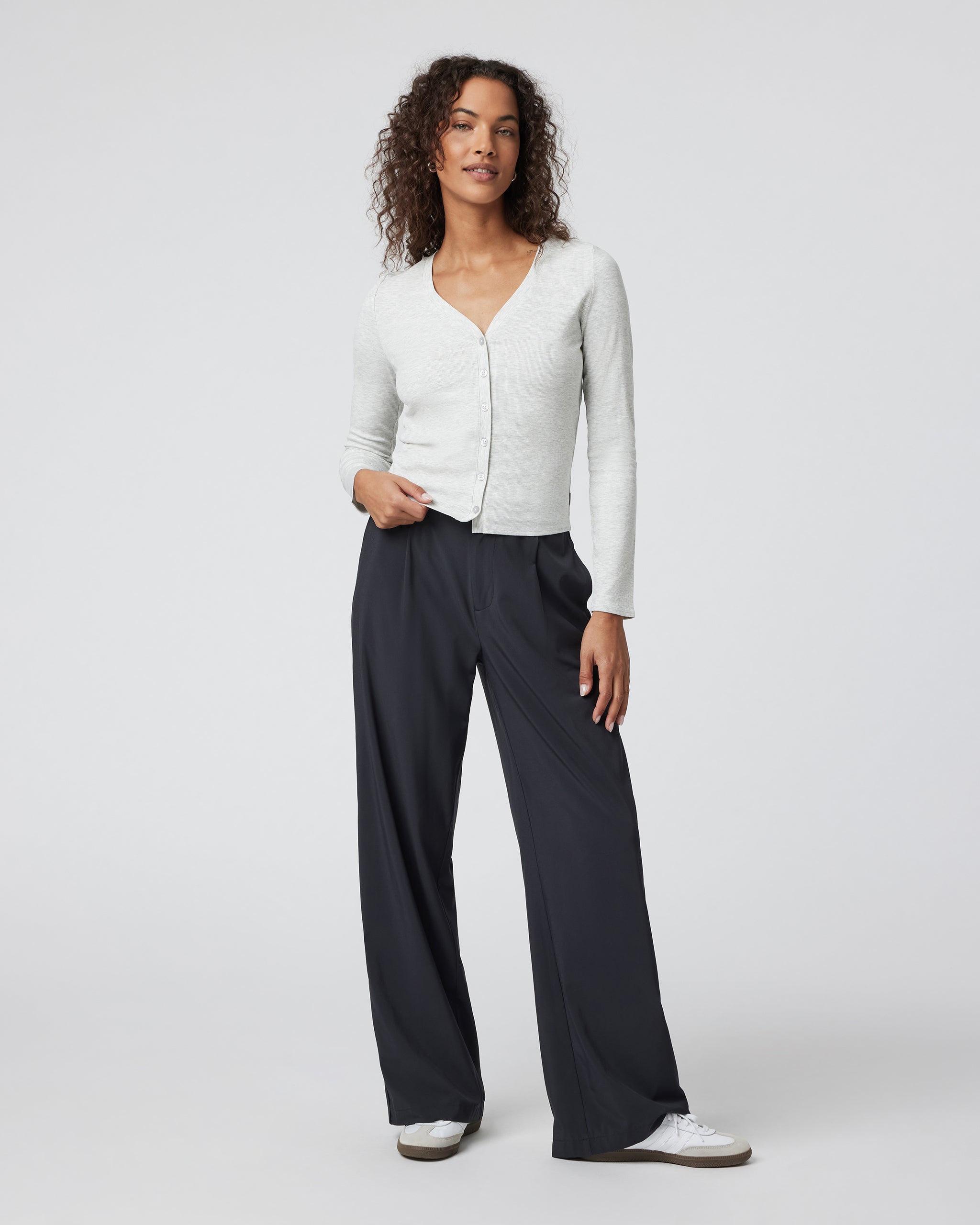 Long Sleeve Pose Cardigan | White Heather Grey