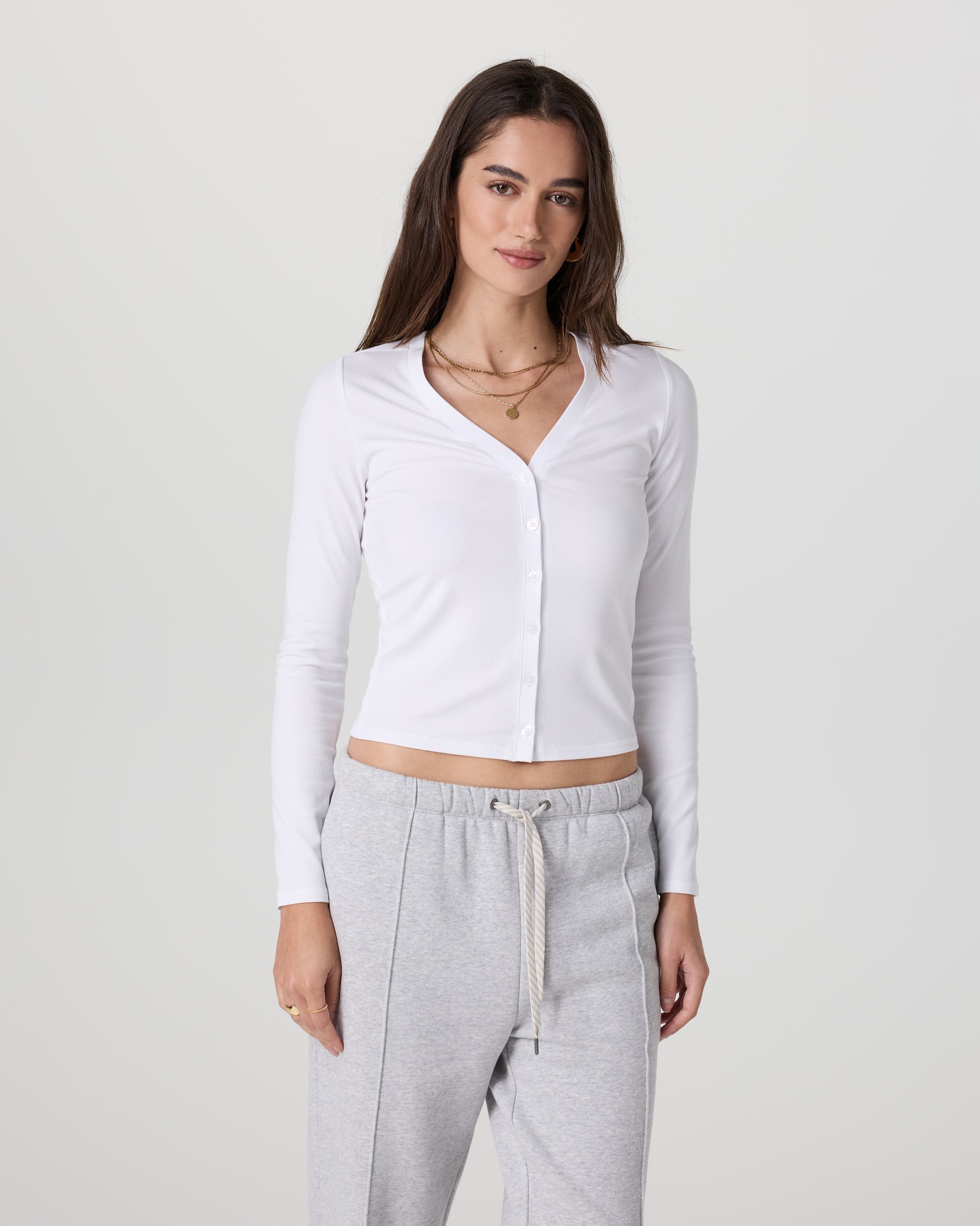 Long Sleeve Pose Cardigan | White