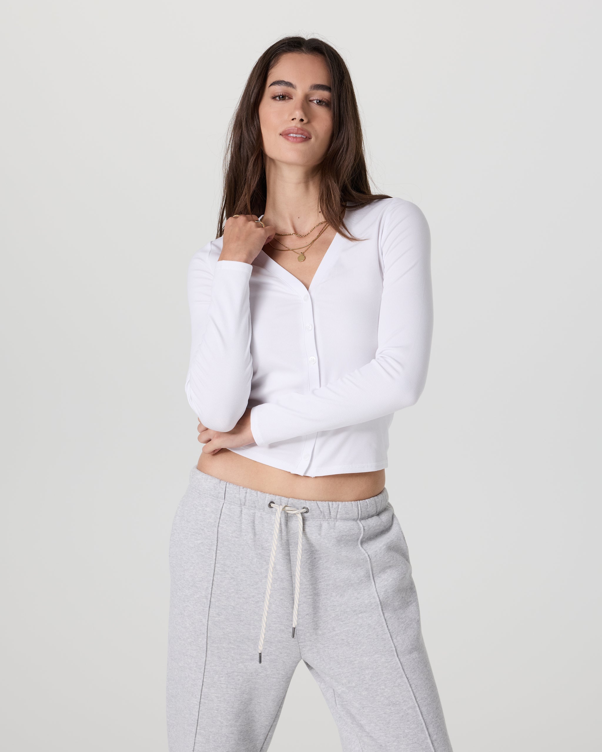 Long Sleeve Pose Cardigan | White