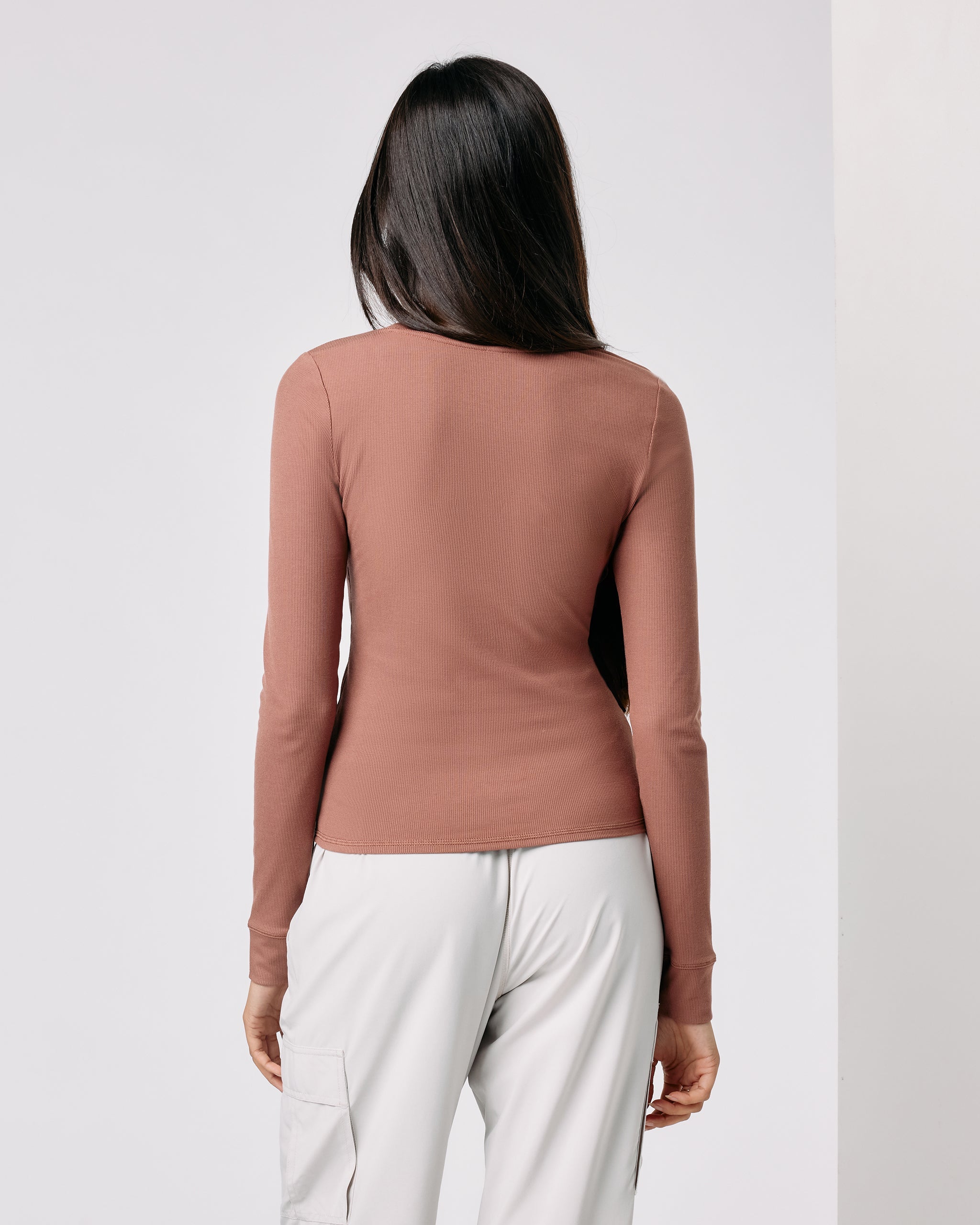 Long Sleeve Pose Henley | Terracotta