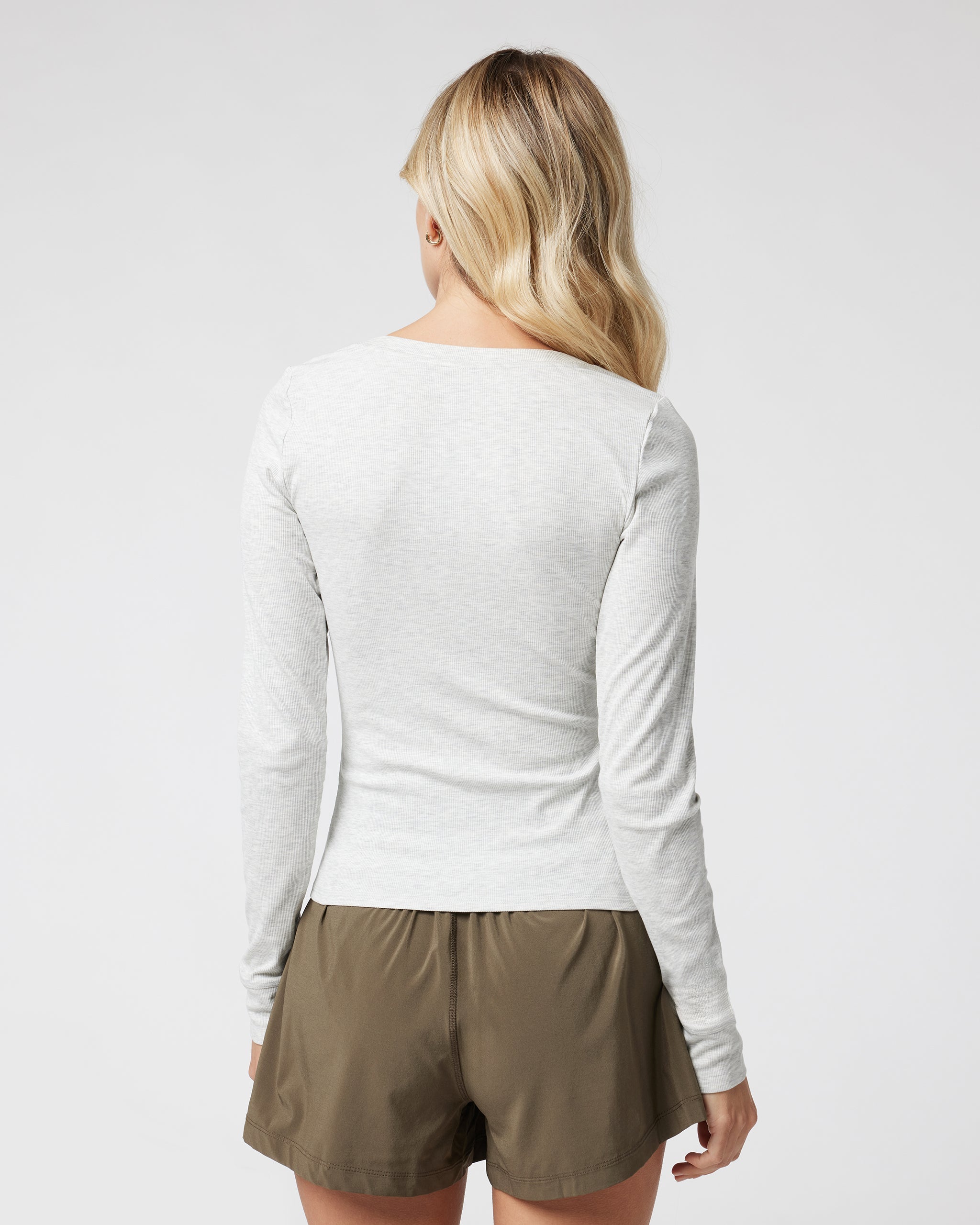 Long Sleeve Pose Henley | White Heather Grey