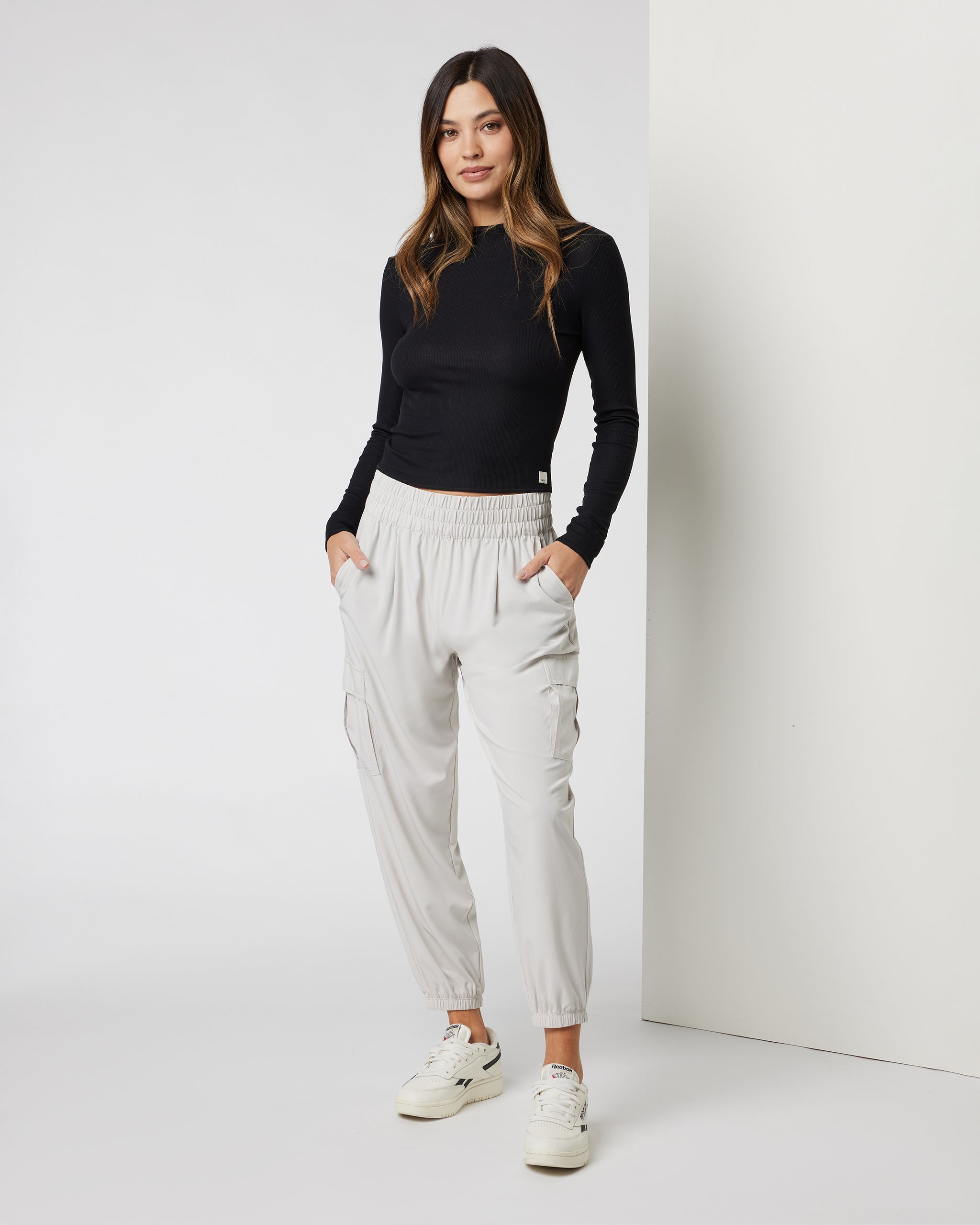 Long Sleeve Cove Mock Neck Top | Black