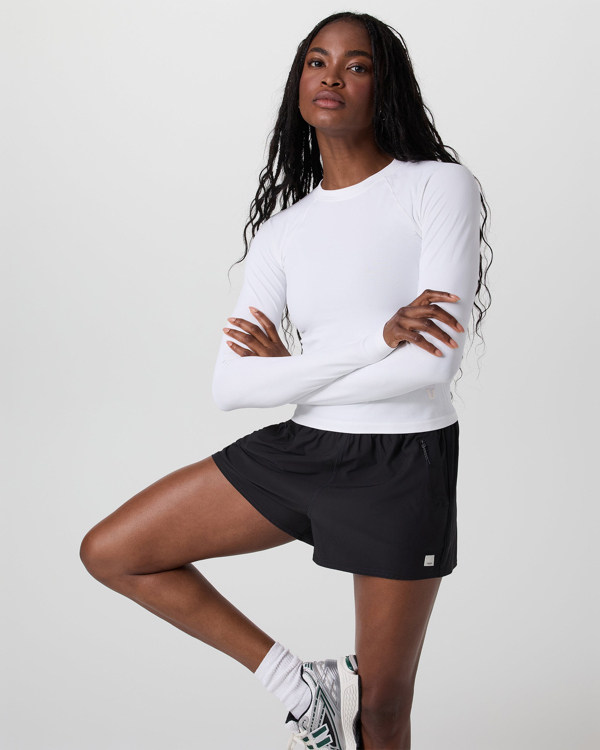 Long Sleeve Seamless Surge Tee | White