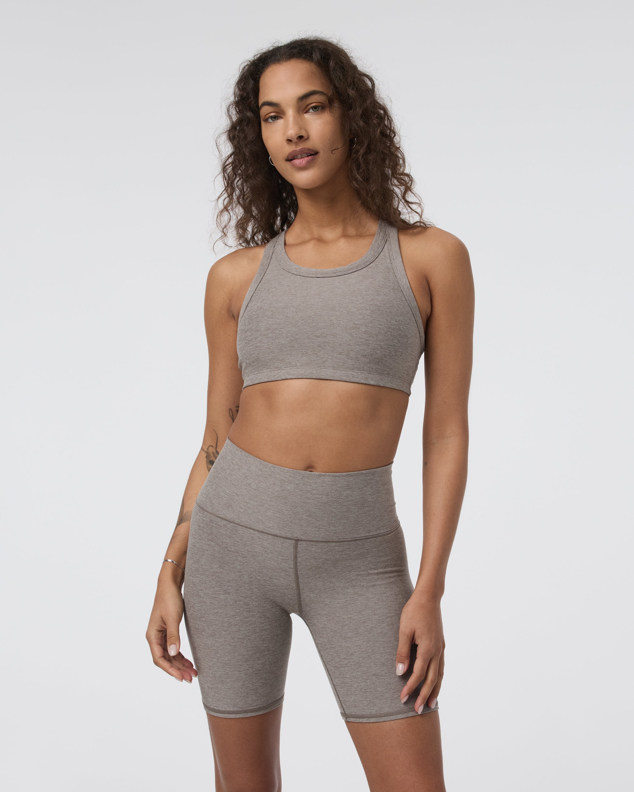 Elevation Racer Bra | Cobblestone Heather