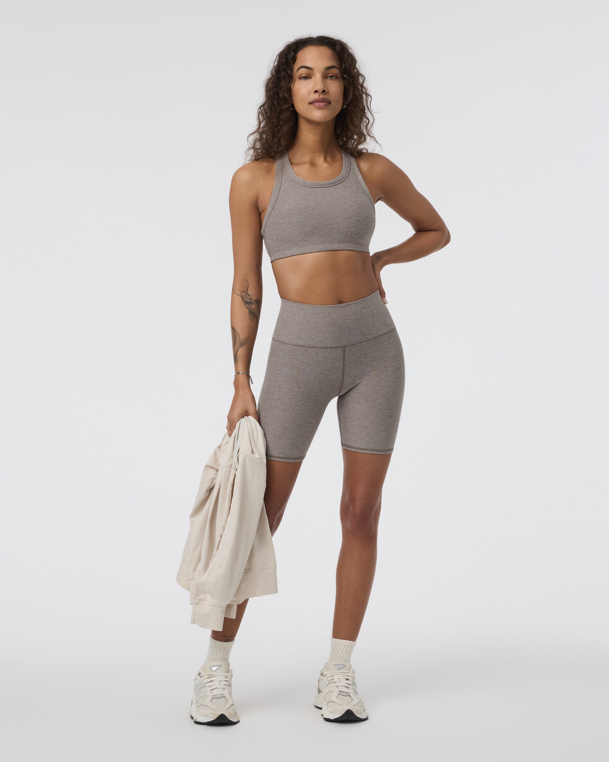 Elevation Racer Bra | Cobblestone Heather