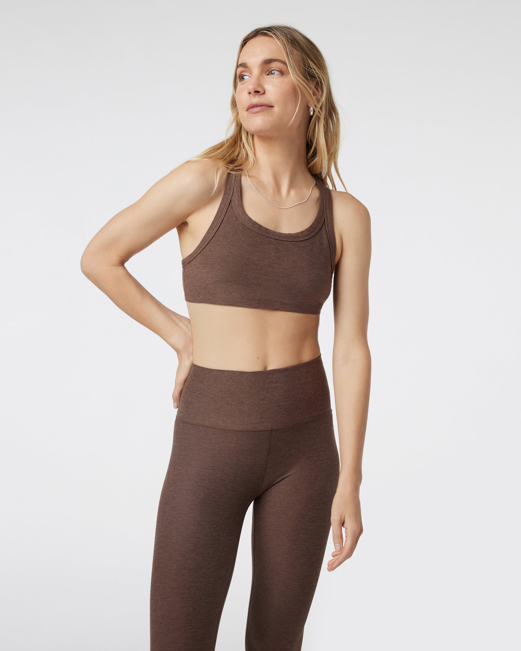 Elevation Racer Bra | Chocolate Milk Heather