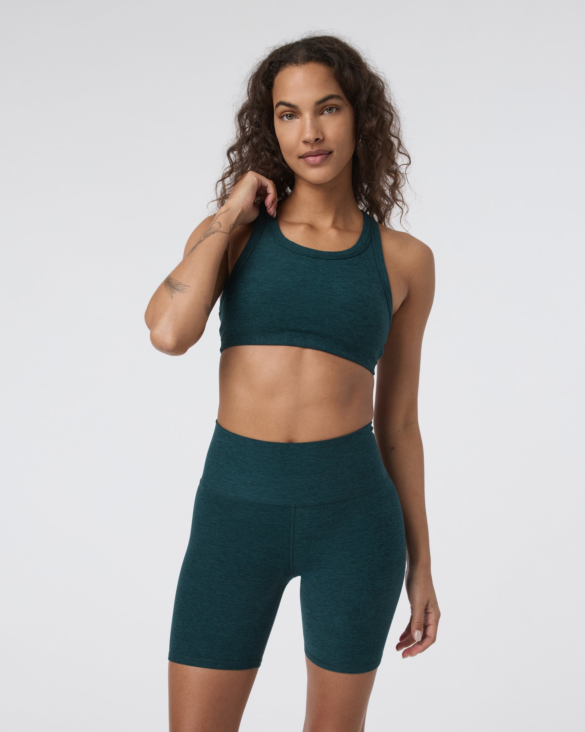Elevation Racer Bra | Moss Heather
