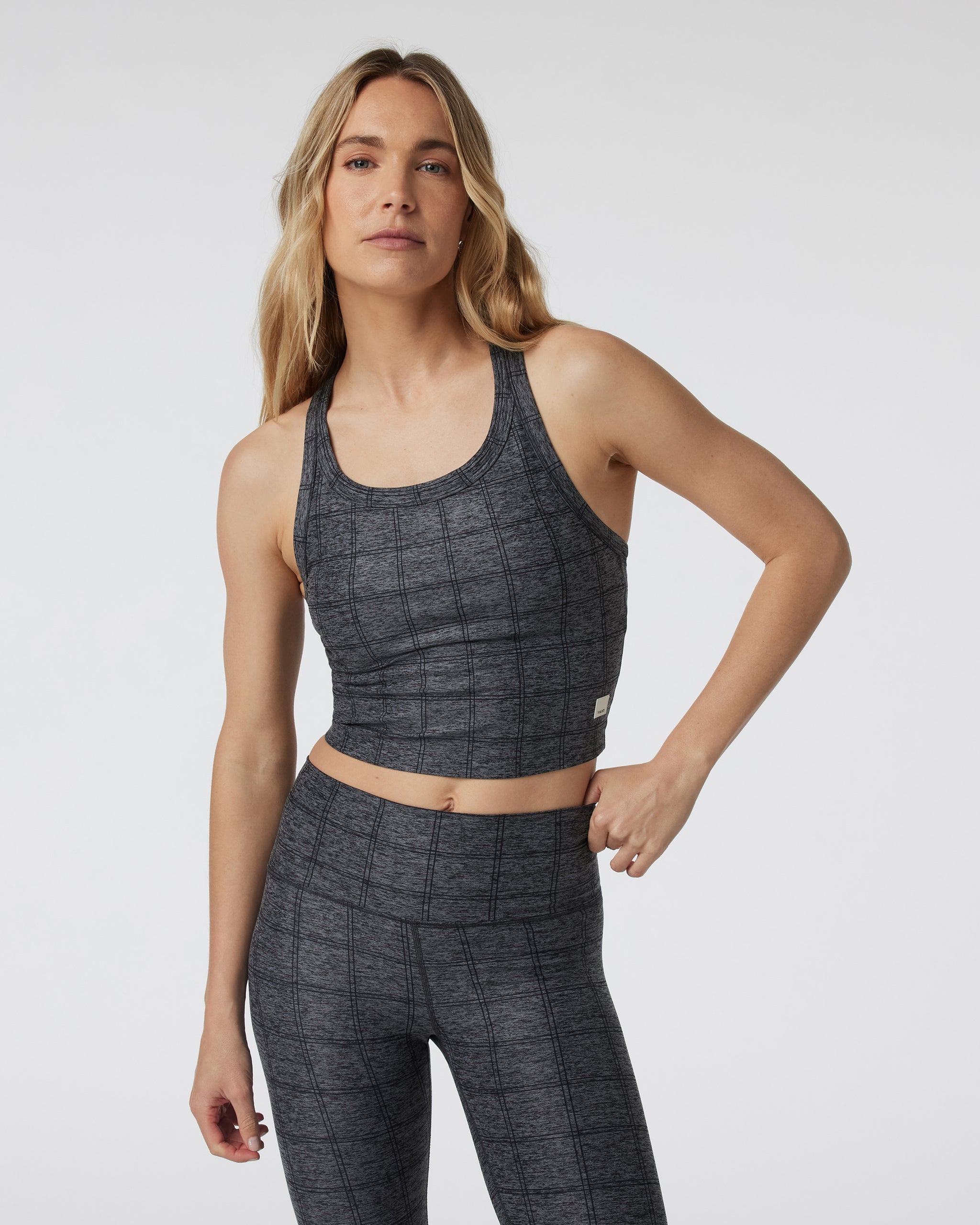 Elevation Racerback Tank | Charcoal Windowpane