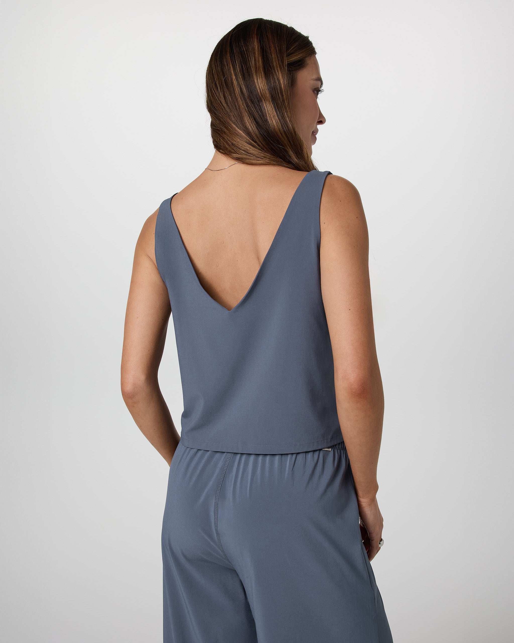 Villa Cropped Tank | Azure