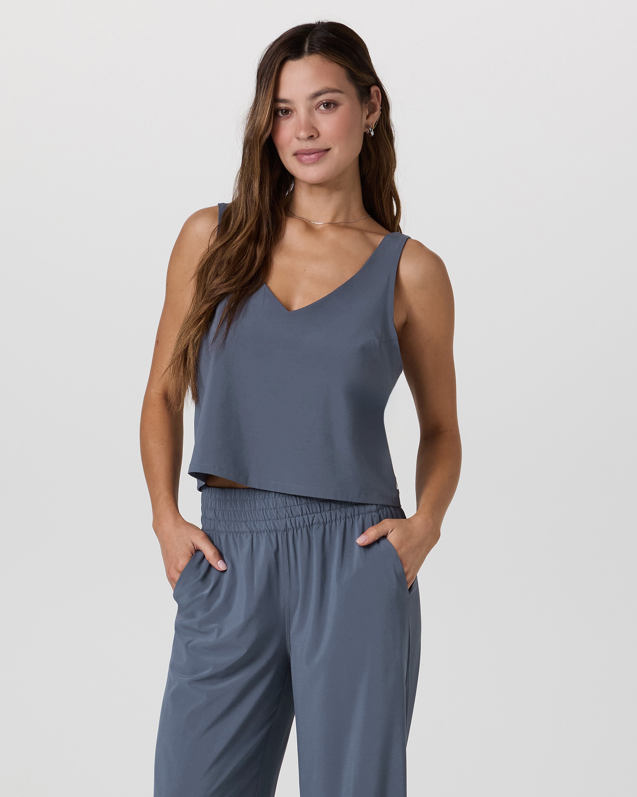 Villa Cropped Tank | Azure