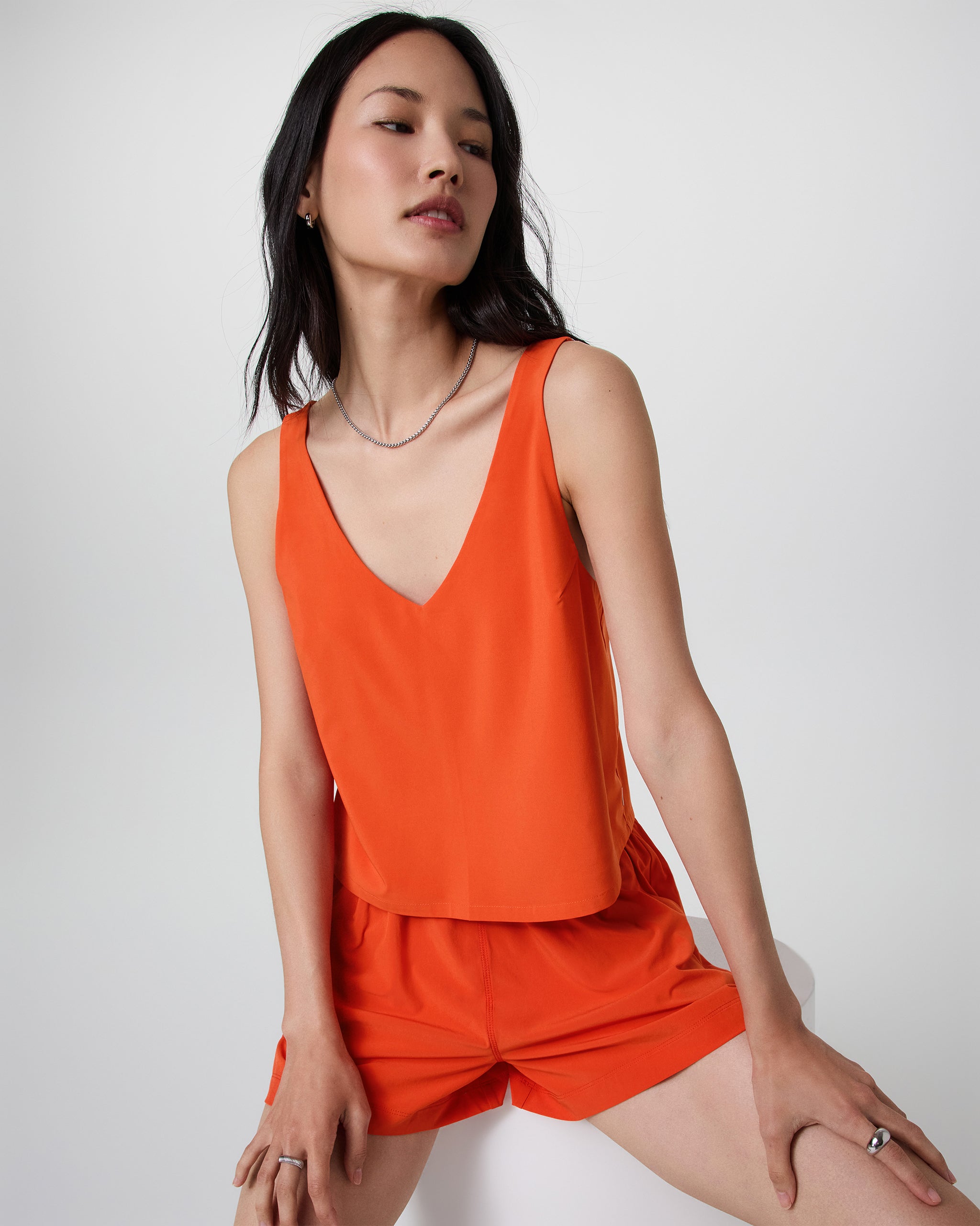 Villa Cropped Tank | Bright Poppy