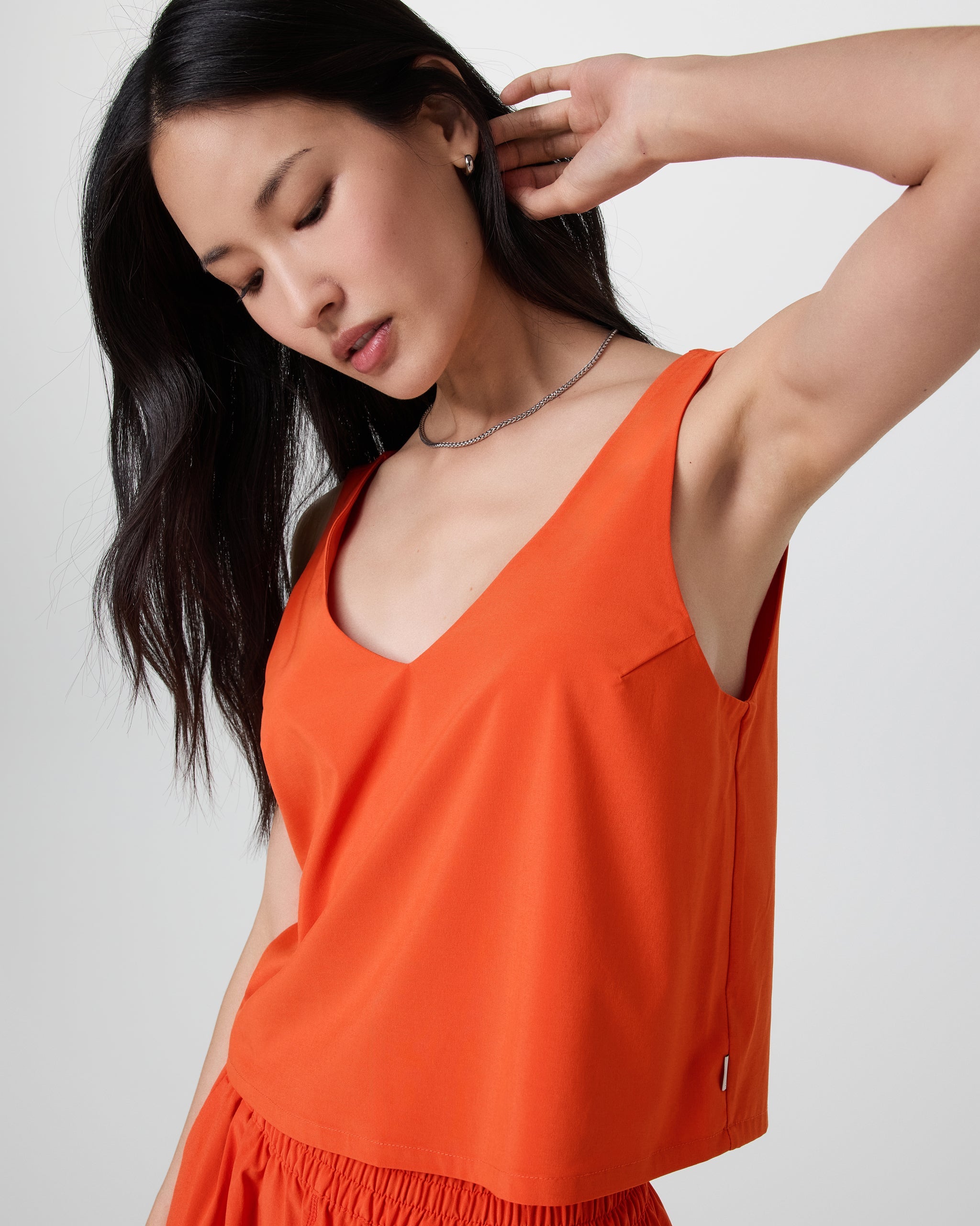 Villa Cropped Tank | Bright Poppy