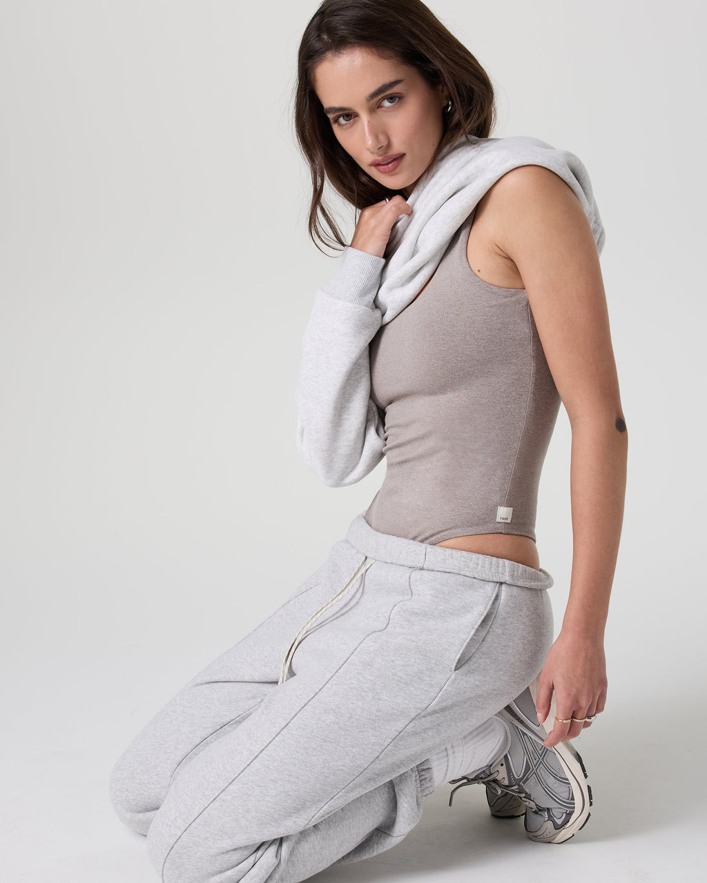 Sleeveless Halo Bodysuit | Cobblestone Heather