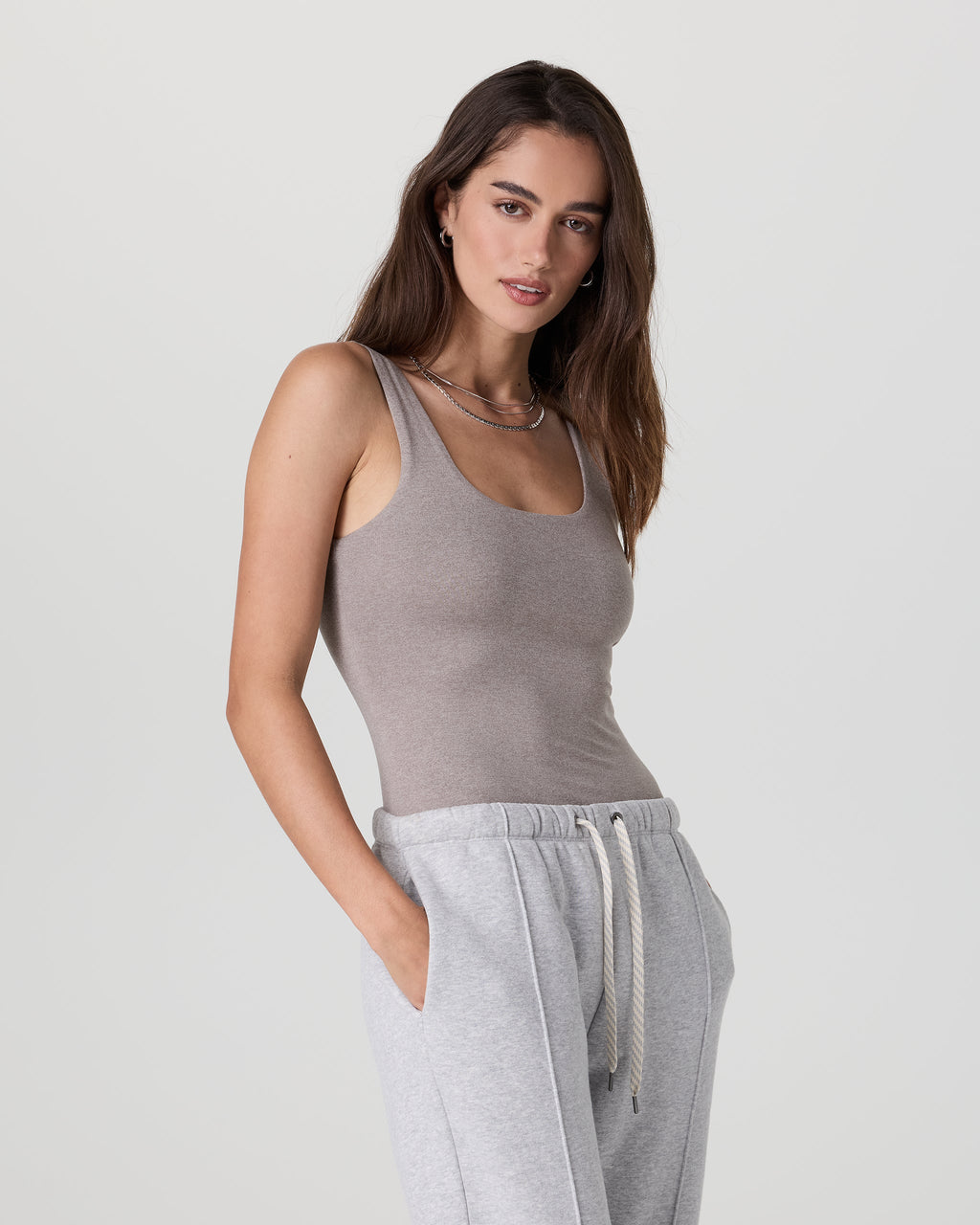 Sleeveless Halo Bodysuit | Cobblestone Heather