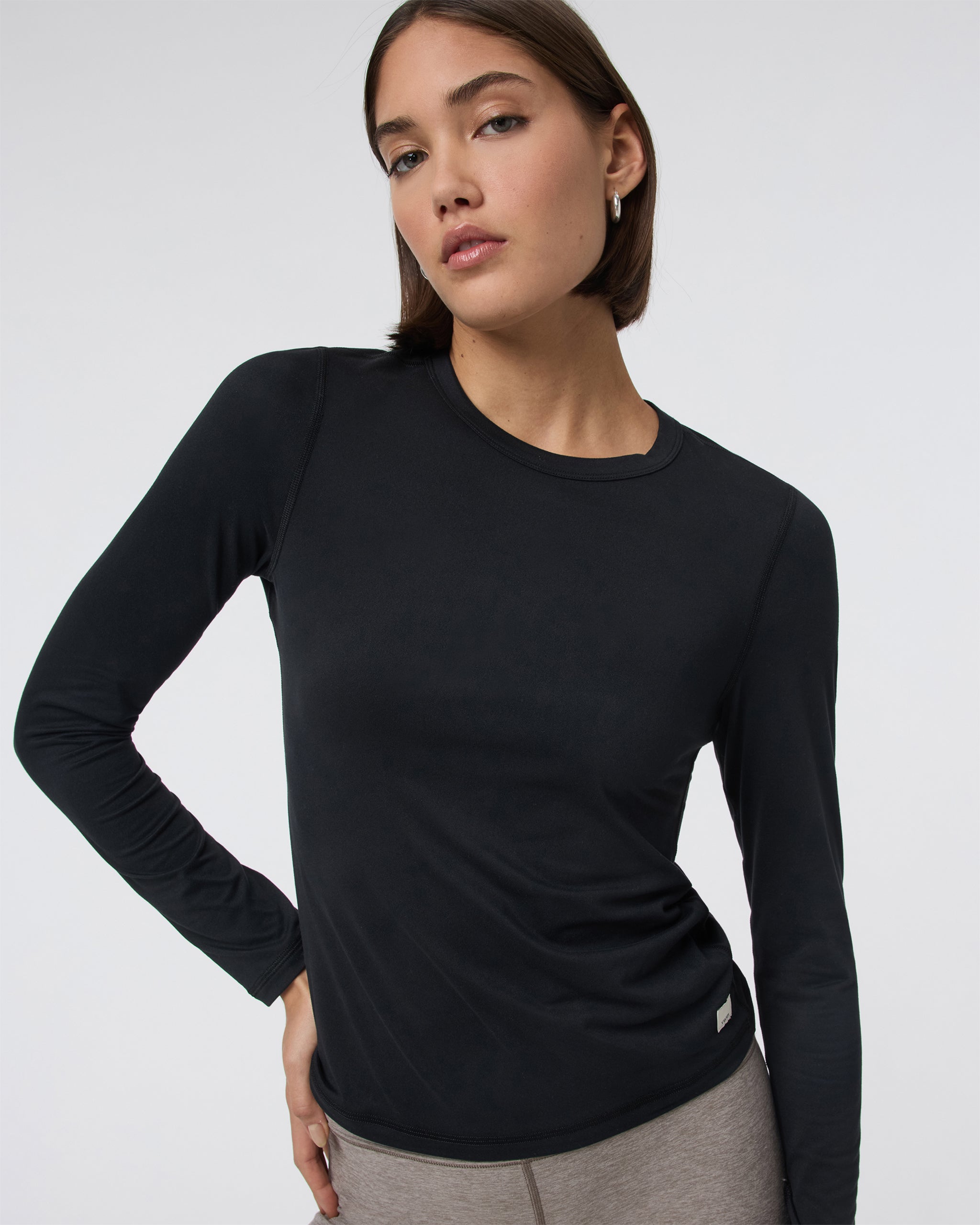 Long Sleeve Lux Crew Tee | Black
