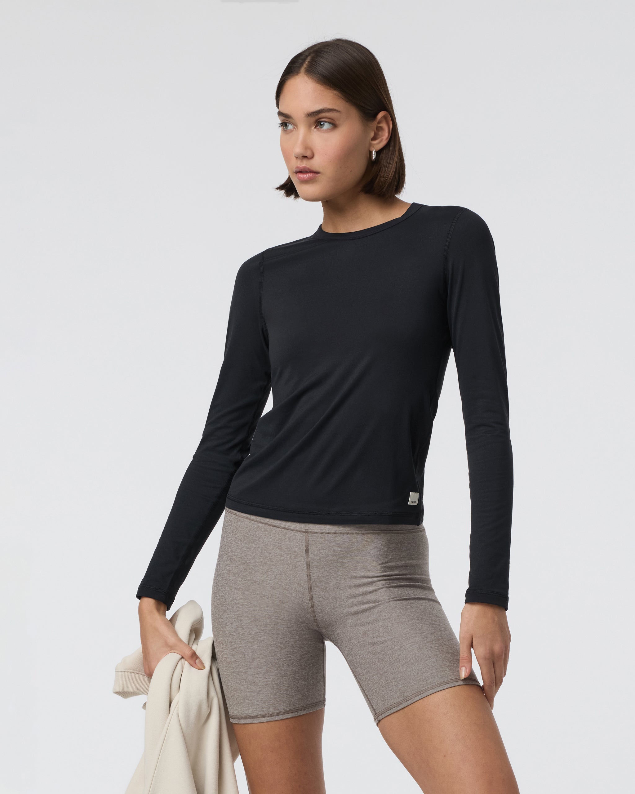 Long Sleeve Lux Crew Tee | Black