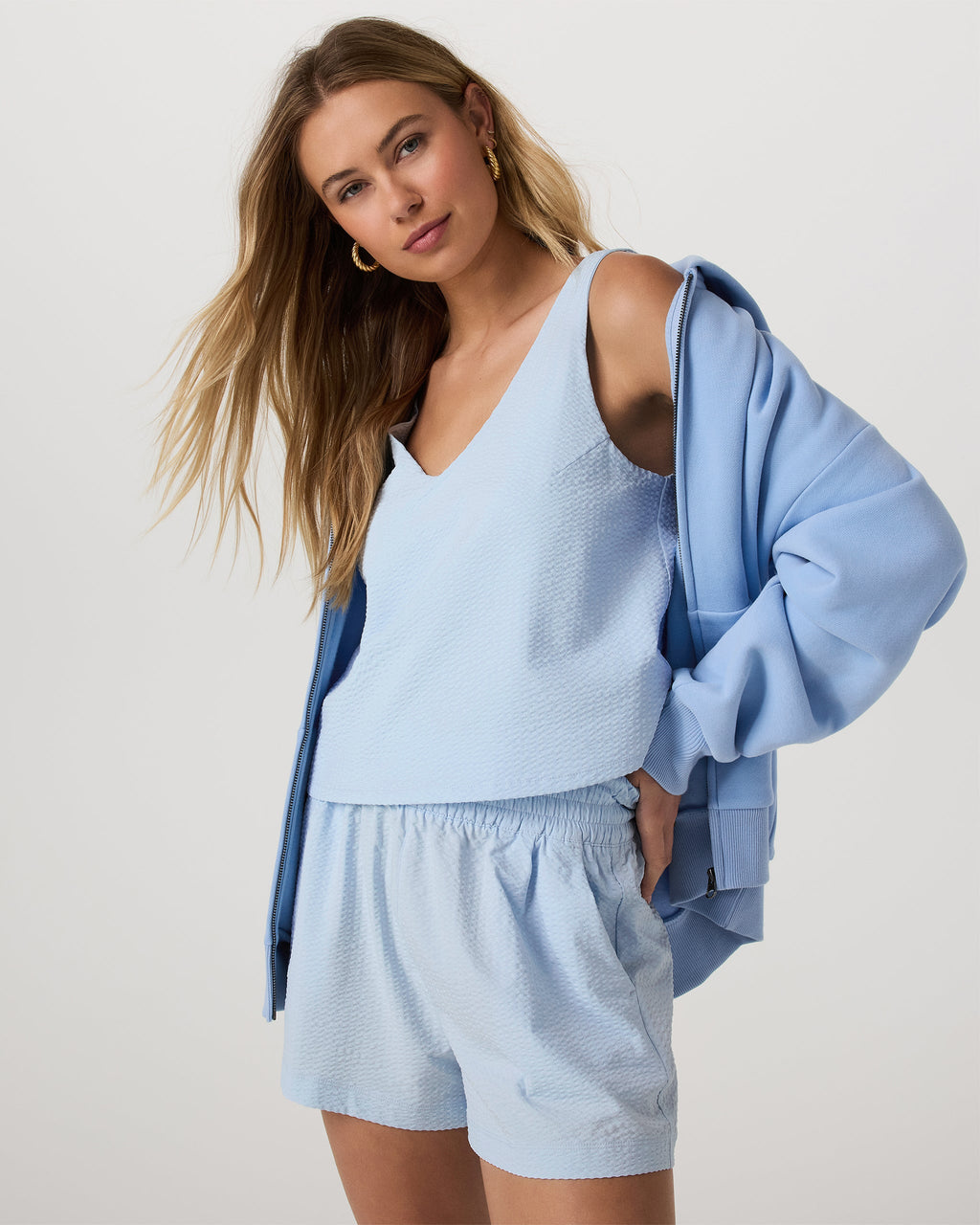 Villa Textured Crop Tank | Light Mist