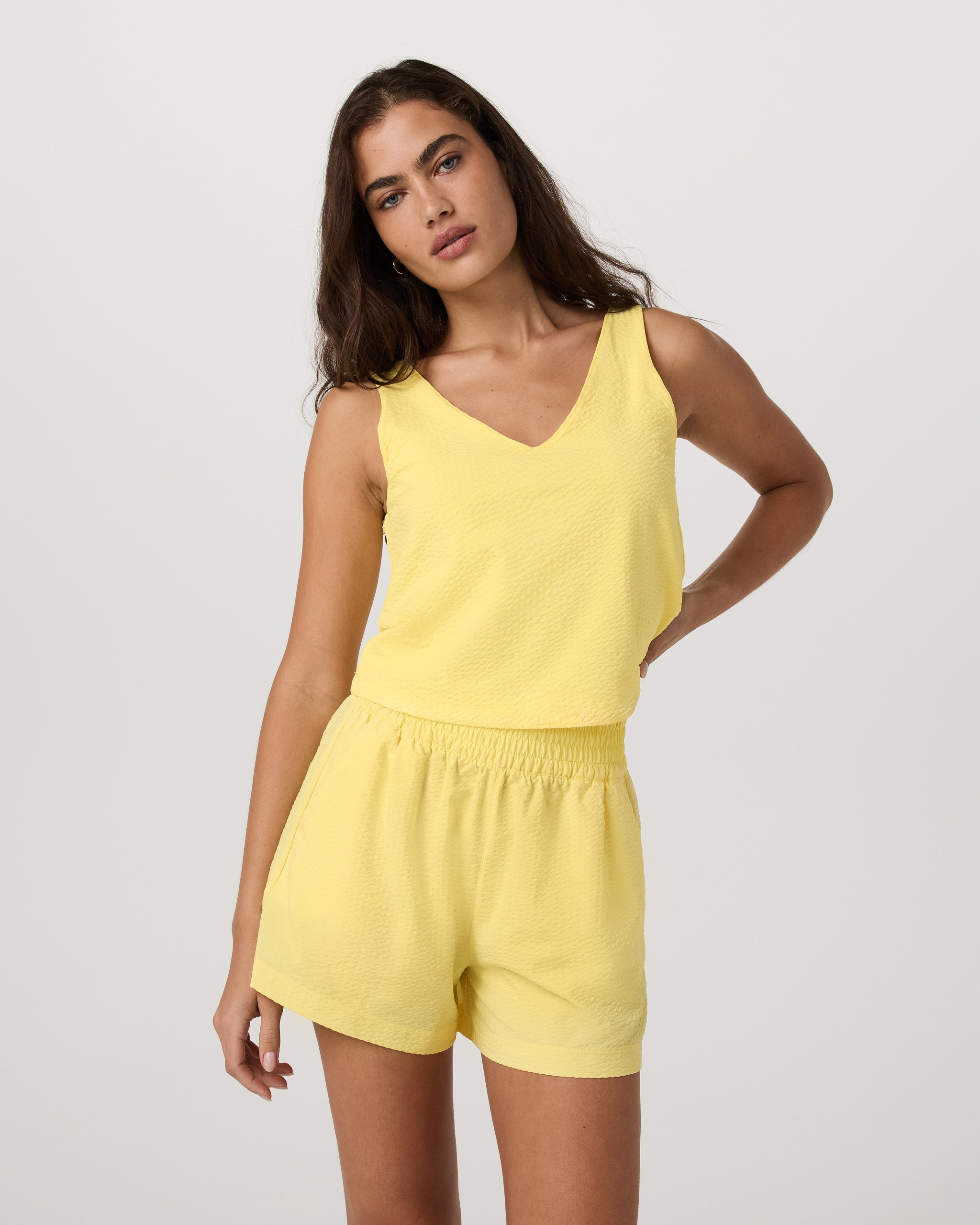 Villa Textured Crop Tank | Sunlight