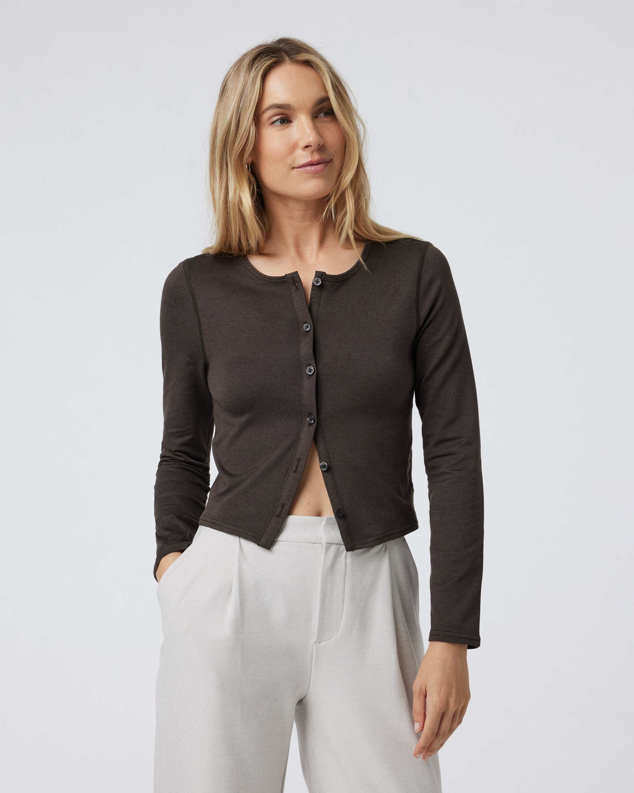 Halo Cardigan | Dark Java Heather
