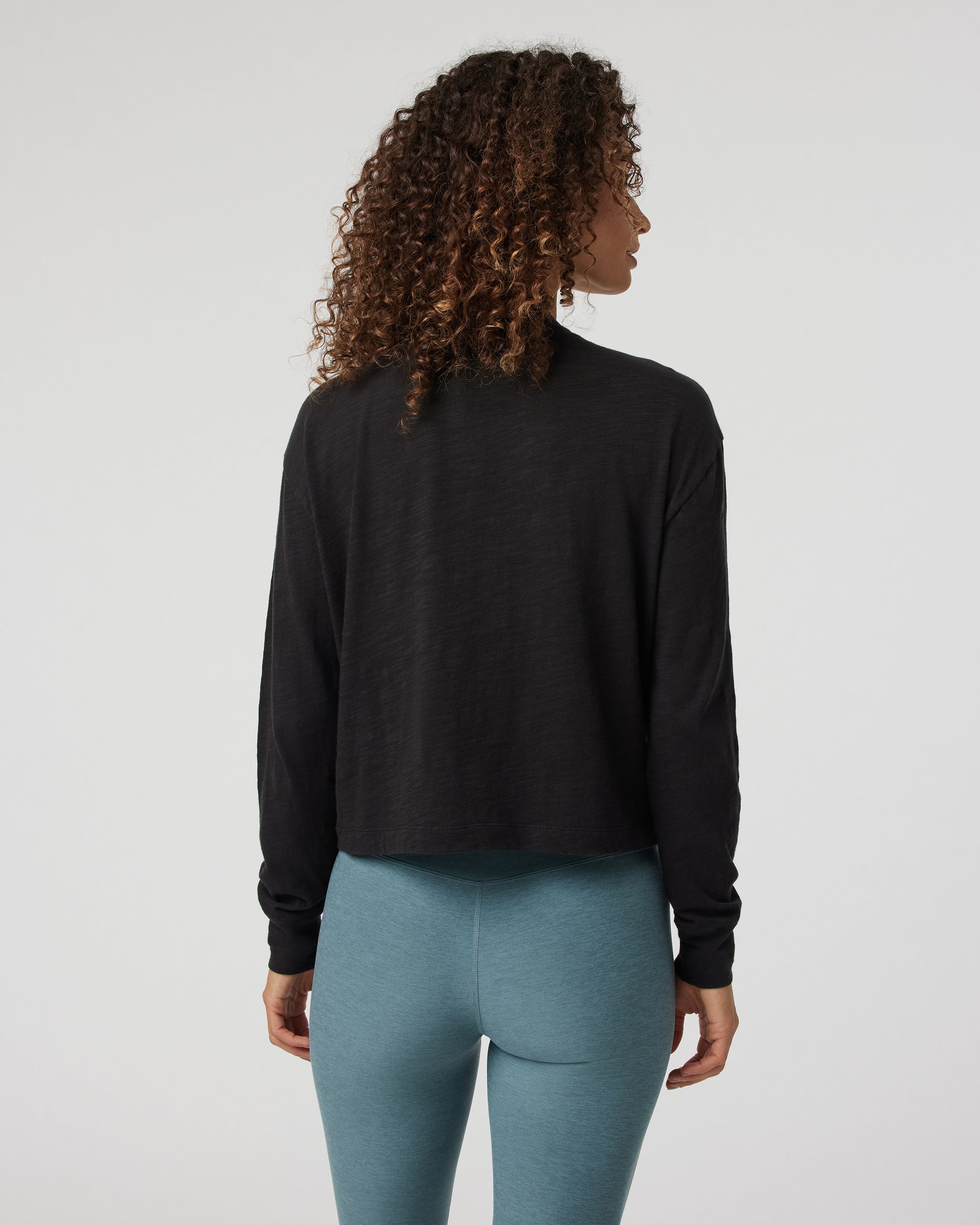Long Sleeve Sunset Mock Tee | Black