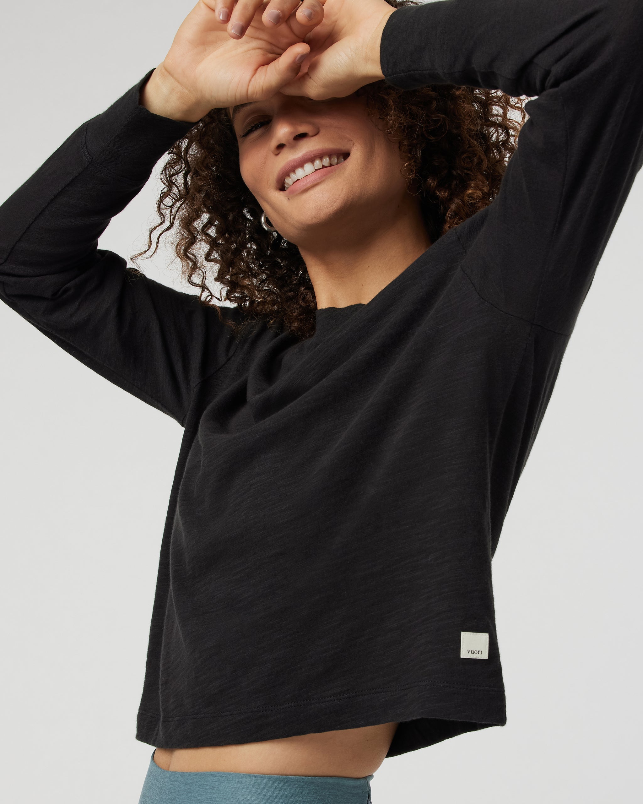 Long Sleeve Sunset Mock Tee | Black