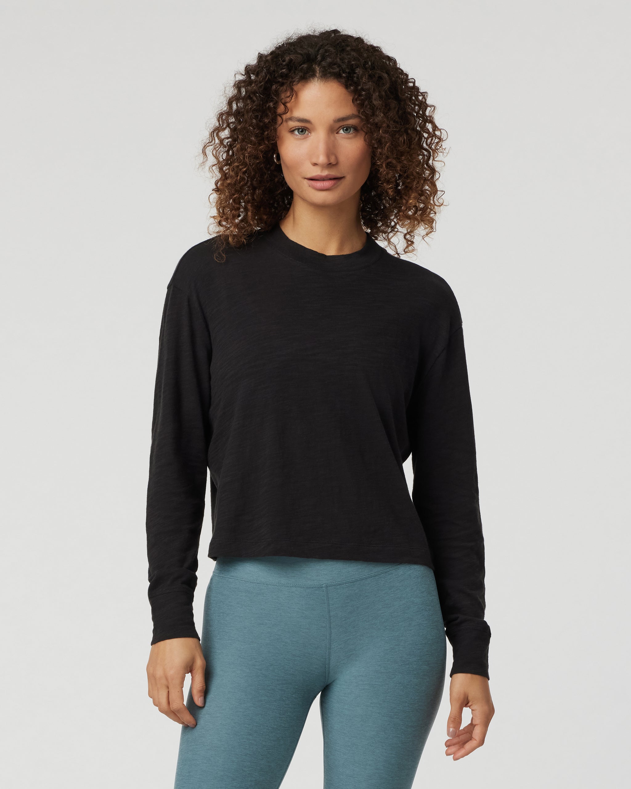 Long Sleeve Sunset Mock Tee | Black