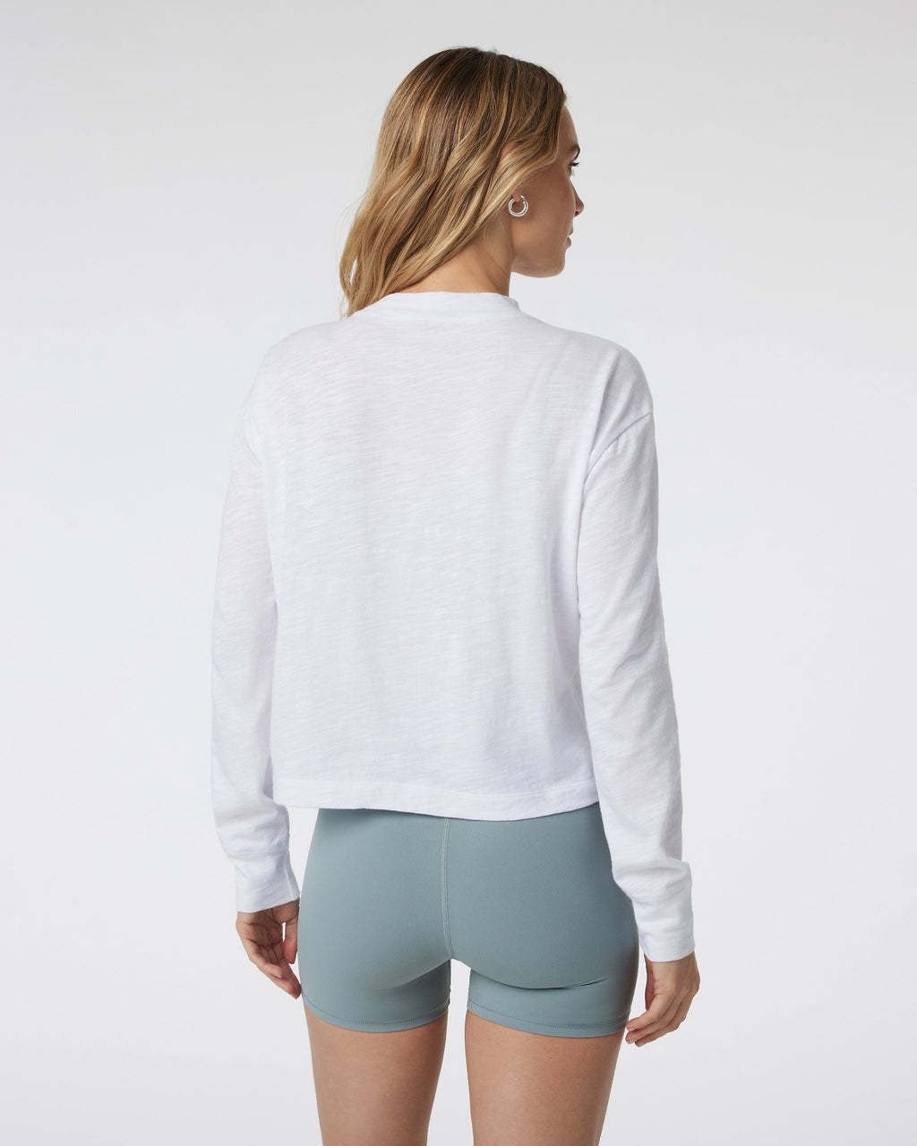 Long Sleeve Sunset Mock Tee | White