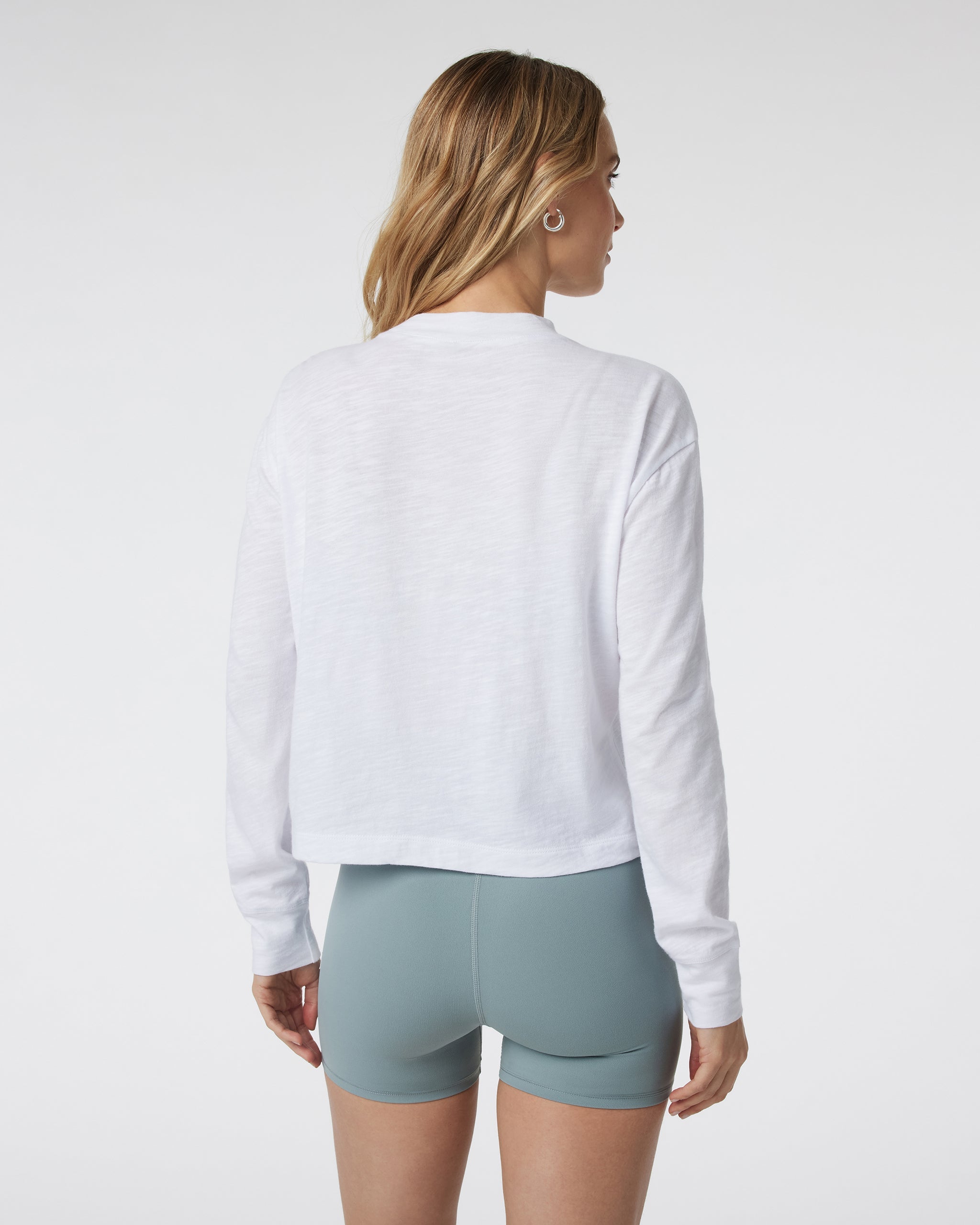 Long Sleeve Sunset Mock Tee | White