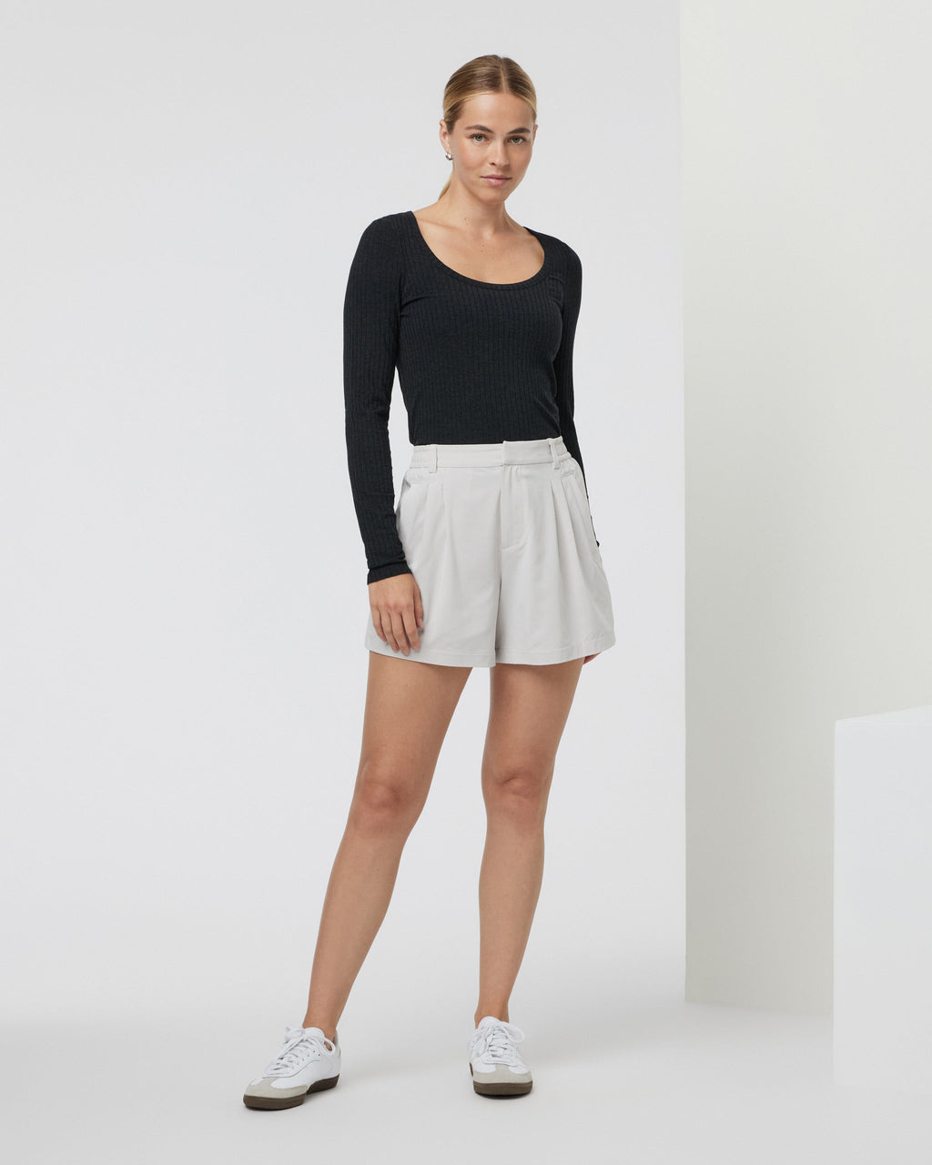 Long Sleeve Plie Top | Black Heather
