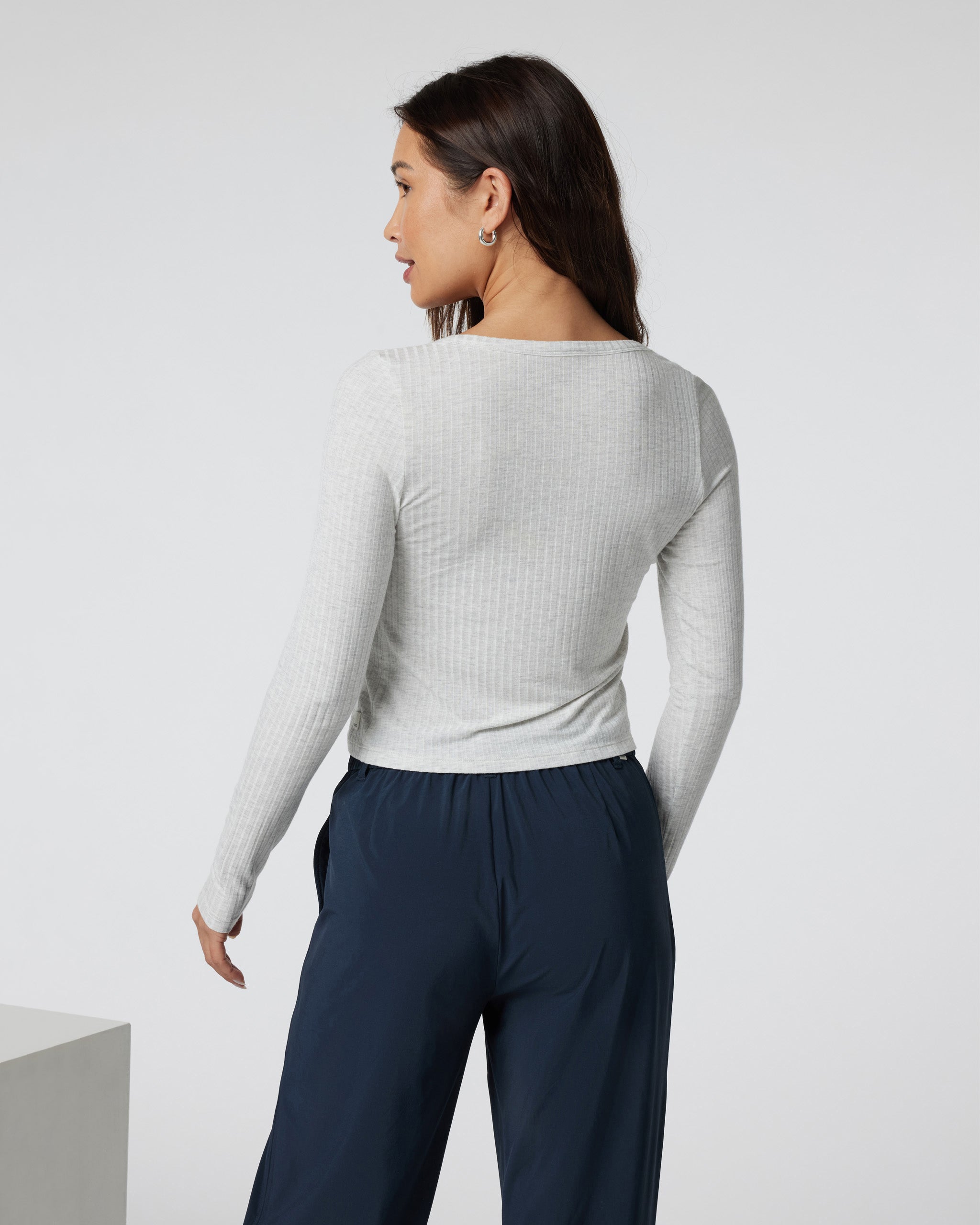 Long Sleeve Plie Top | Light Heather Grey